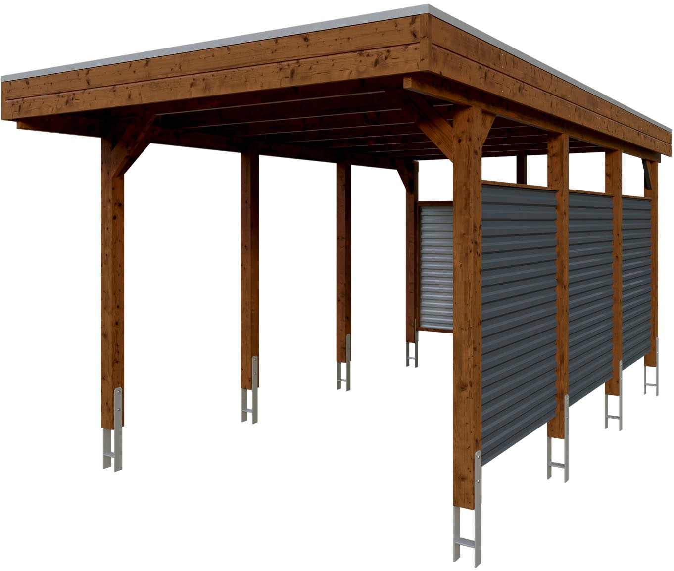 Skanholz Einzelcarport »Friesland Set 11« Massivholz 270 cm Nussbaum günstig online kaufen