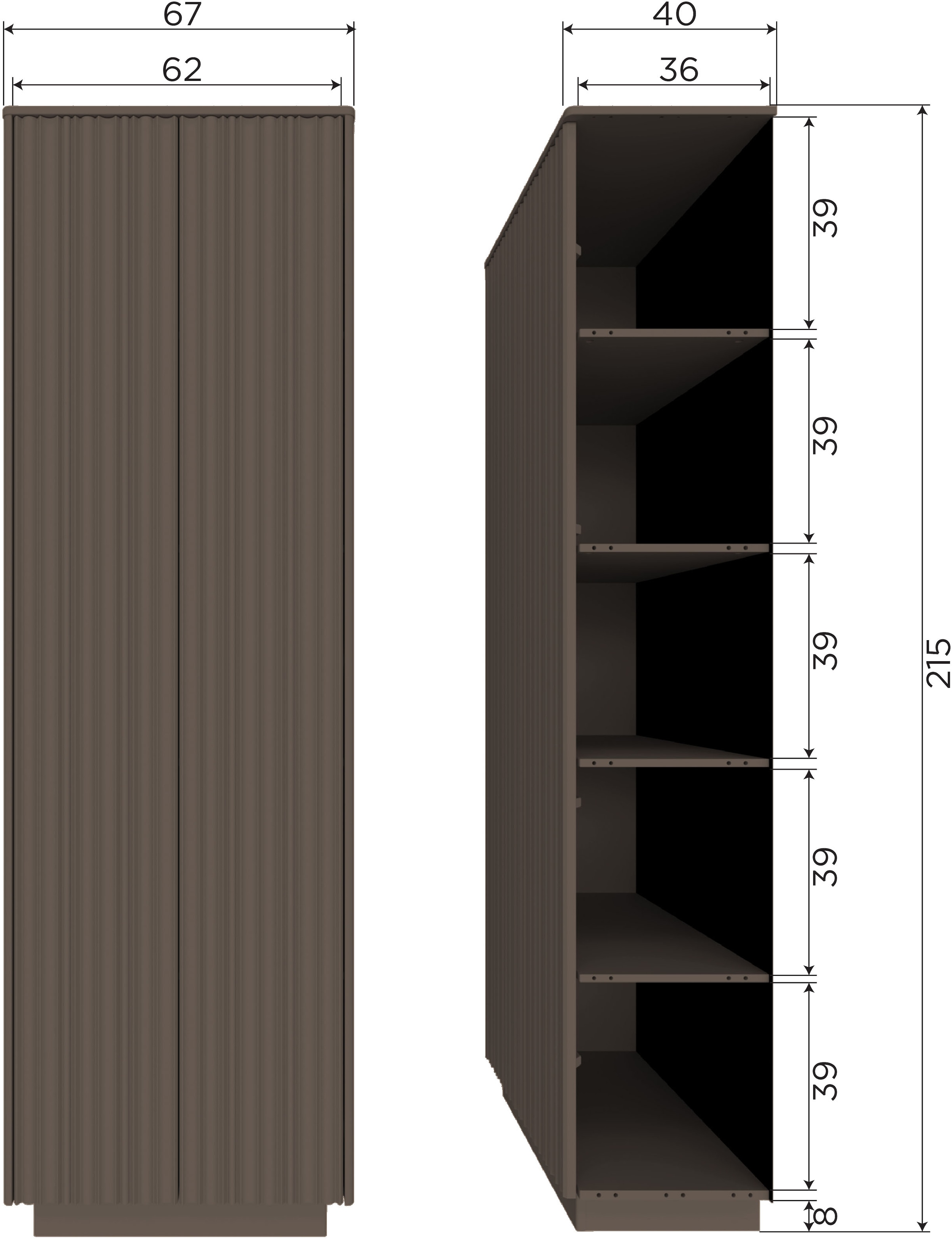 WOOOD Mehrzweckschrank »Nova FSC® Mix Kiefernholz mit grafischen Relieftüren 67x40x215 cm« Tragkraft 15 kg pro Boden, einfach zu montieren, sichtbare Maserung