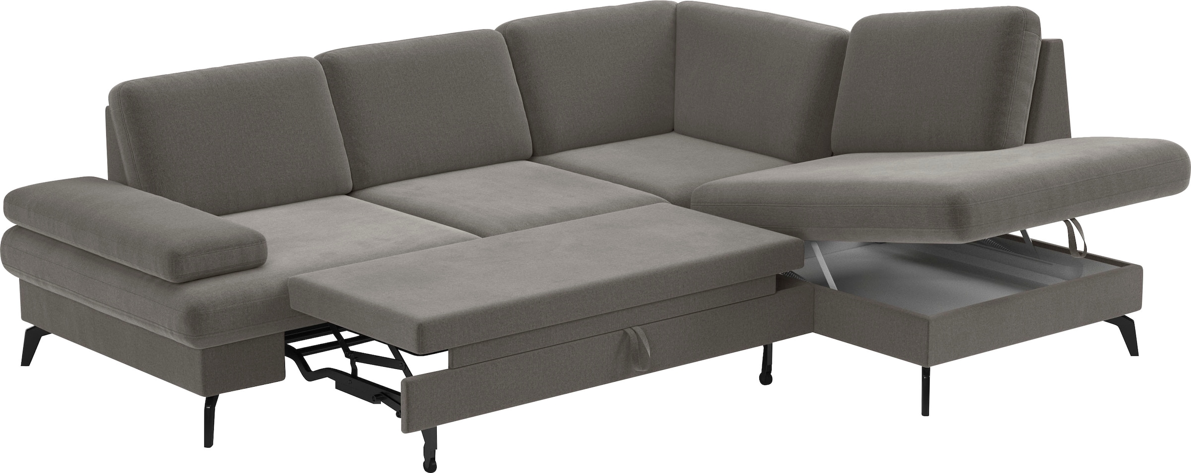 sit&more Ecksofa »Morris L-Form, inkl. Sitztiefenverstellung«, wahlweise mit Armteilverstellung, Bettfunktion & Bettkasten