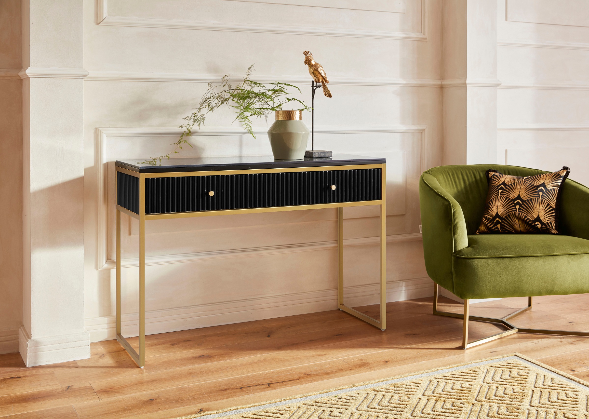 Leonique Konsolentisch »Fleuriss« Keramikplatte, goldene Beine, FSC-zertifi günstig online kaufen