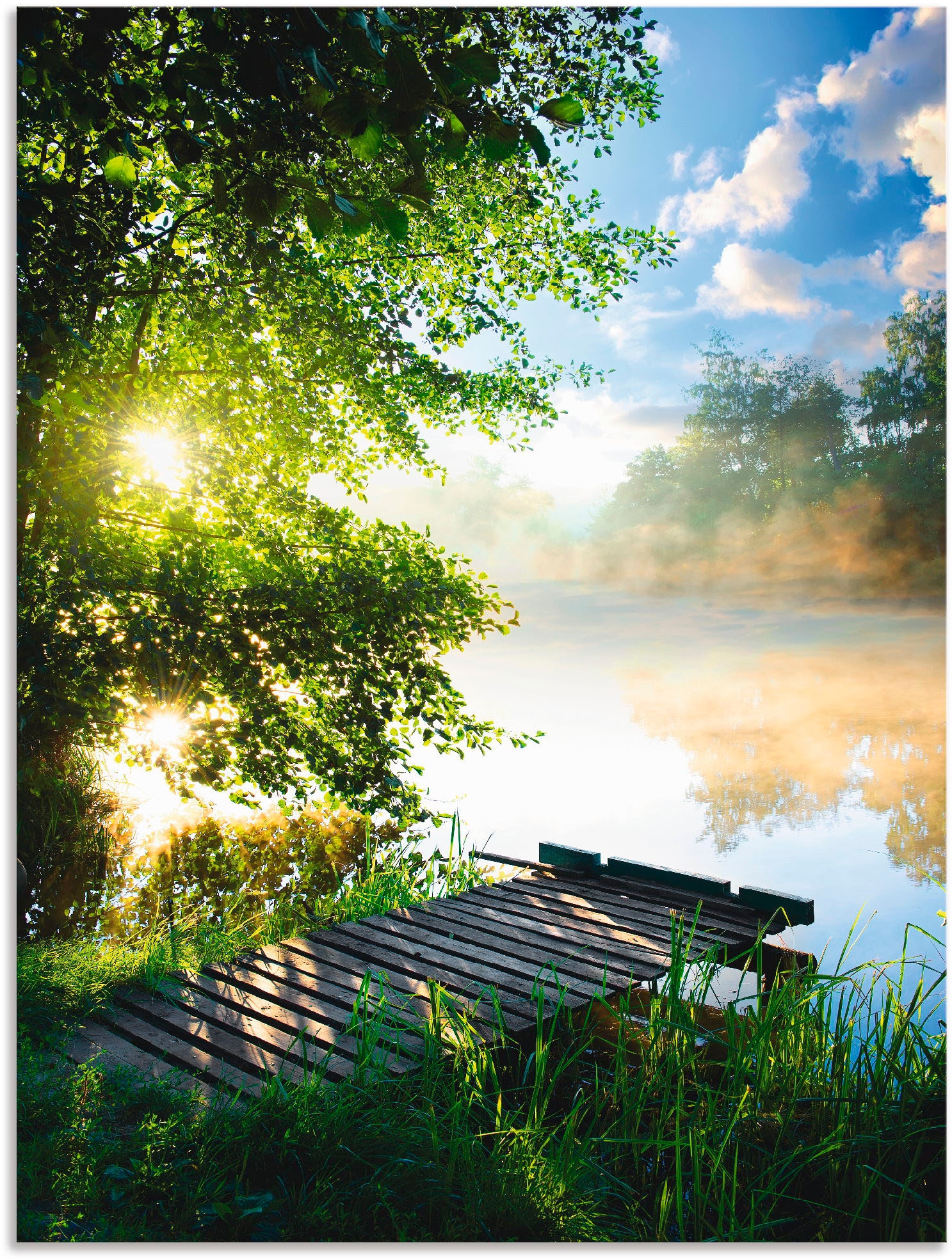 Artland Wandbild "Angelsteg am Morgen", Gewässer, (1 St.), als Alubild, Out günstig online kaufen