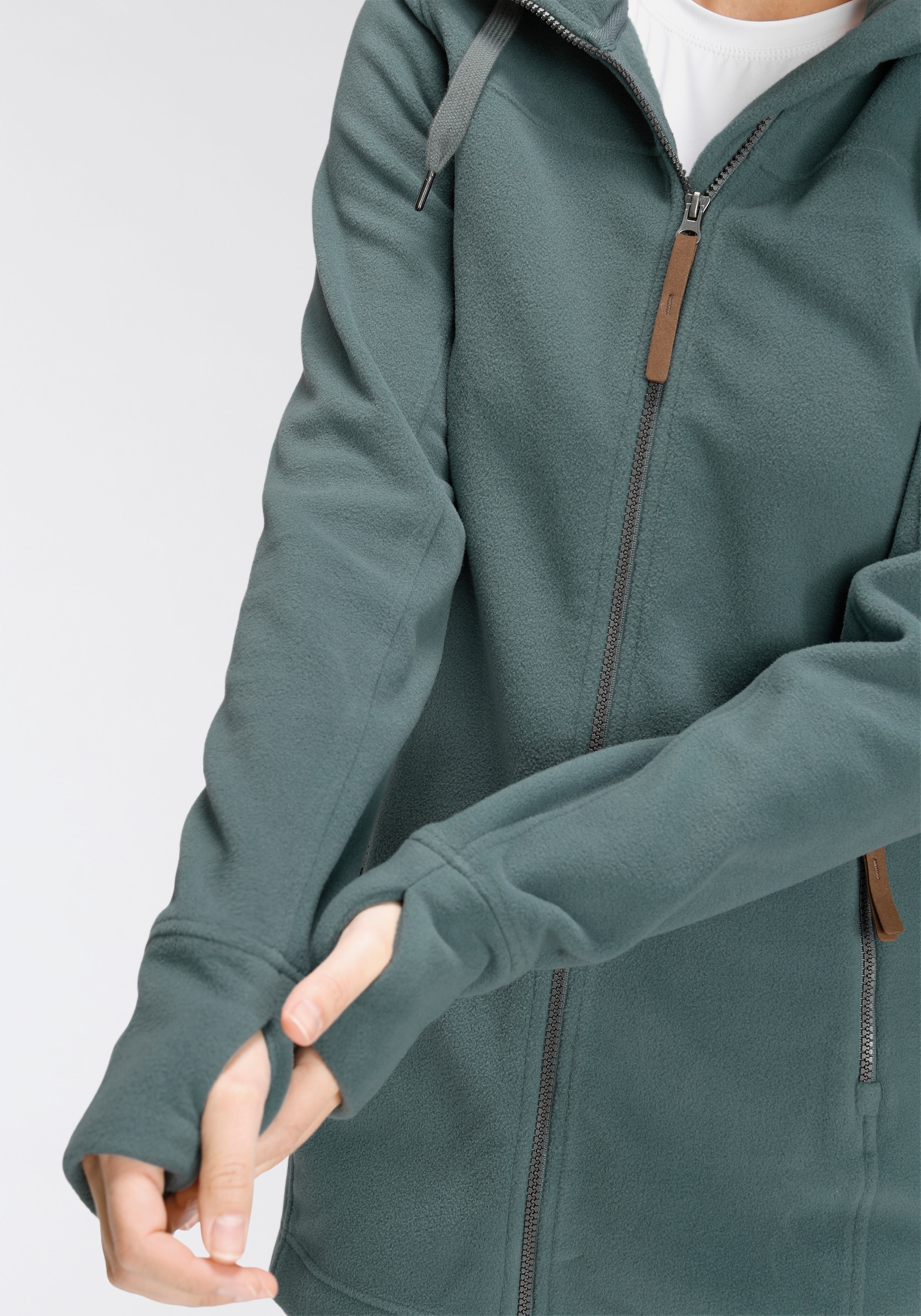 Polarino Fleecejacke, mit Kapuze, aus Fleece, atmungsaktiv, schnell trocknend