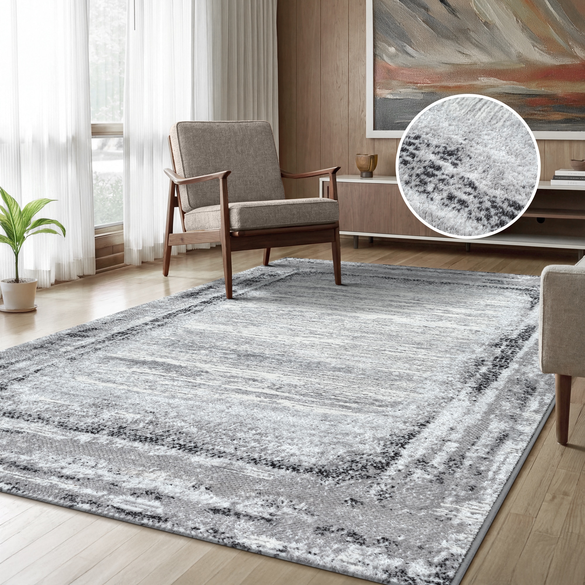 Sanat Teppich »Harmony 3215 , auch als Läufer« rechteckig 12 mm Höhe Wohnzimmer, Kurzflor, modern, Bordüre, Schlafzimmer