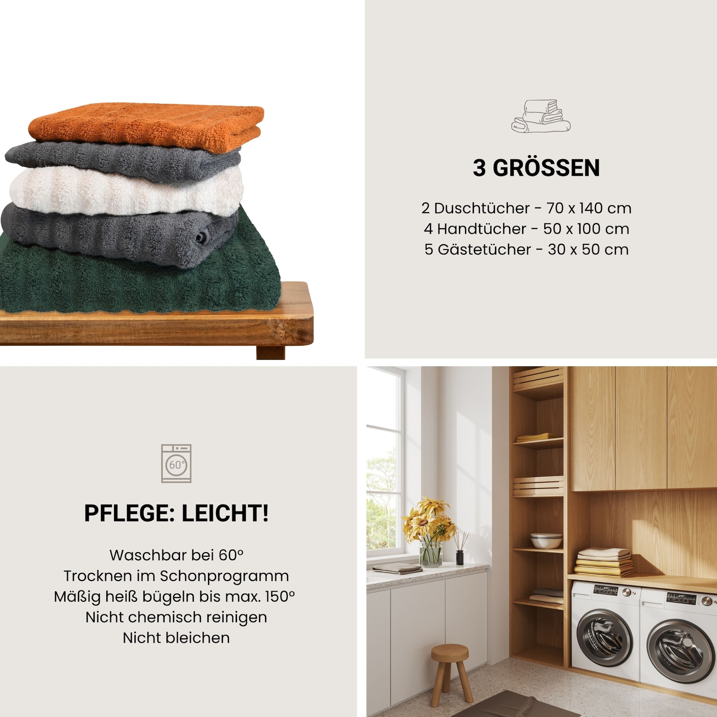 Schiesser Gaestehandtuecher »Neapel aus 100% Baumwolle mit eleganter Hoch-Tief-Optik« OEKO-TEX® MADE IN GREEN