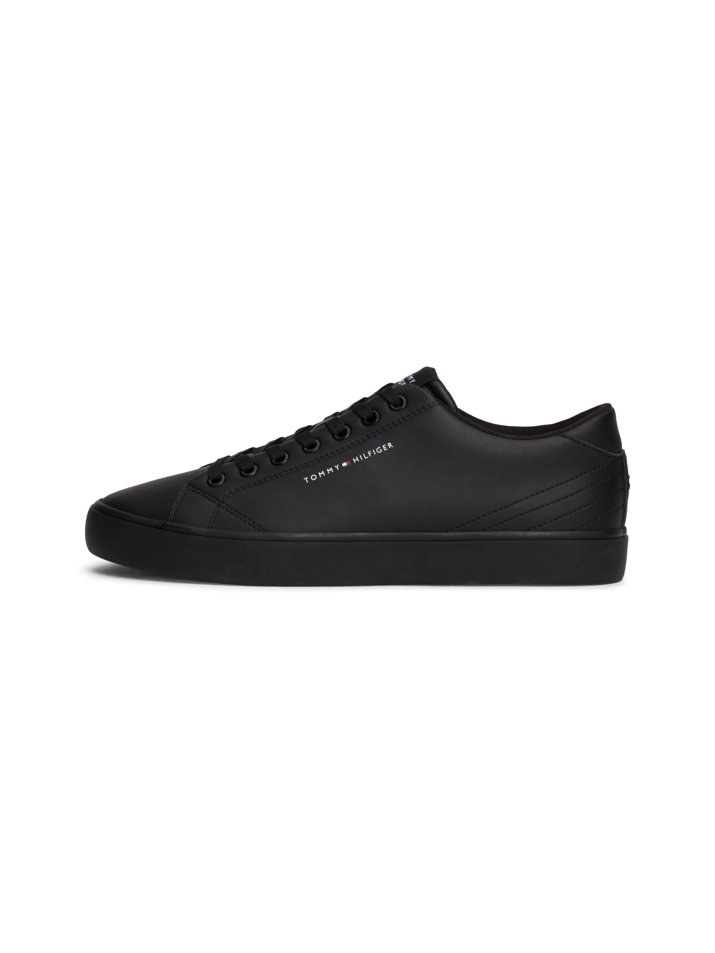 Tommy Hilfiger Sneaker »TH HI VULC CORE LOW LEATHER ESS«, Freizeitschuh, Halbschuh, Schnürschuh mit Ziernähten an der Ferse