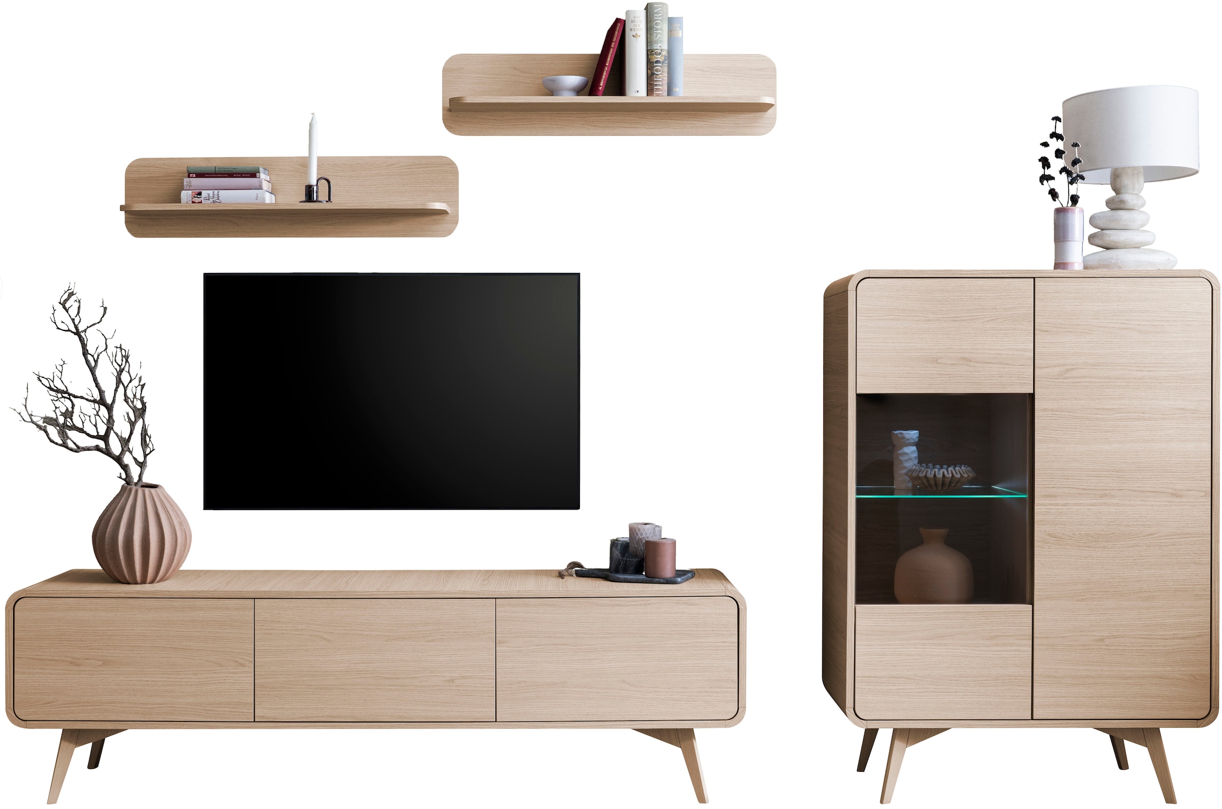 Home affaire Wohnwand »Torsby, moderne Anbauwand, Komplettset im Scandi-Stil« Set, 4 Stk. tlg.