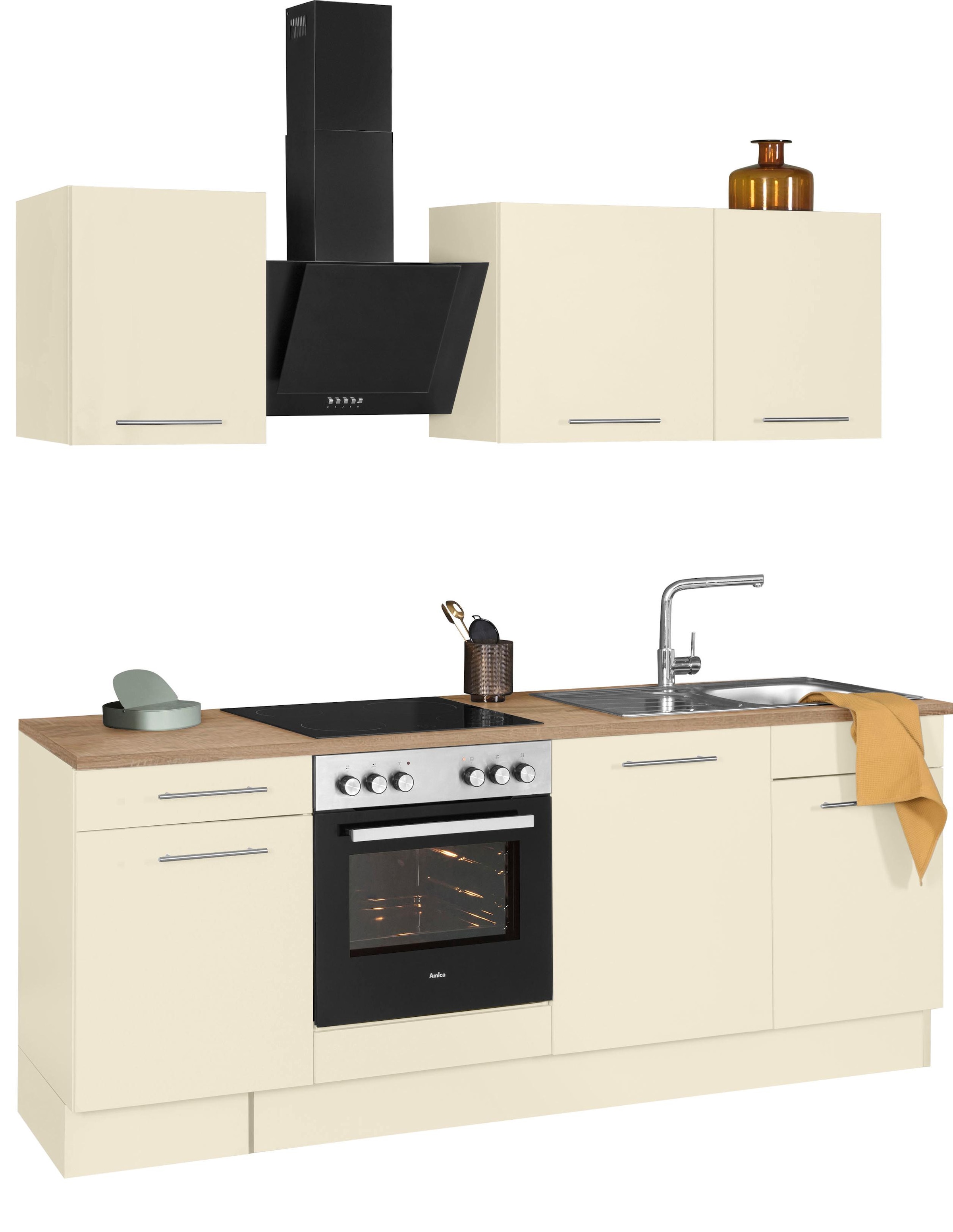 wiho Küchen Küchenzeile »Ela«, Breite 220 cm, Soft-Close-Funktion, höhenverstellbare Füße