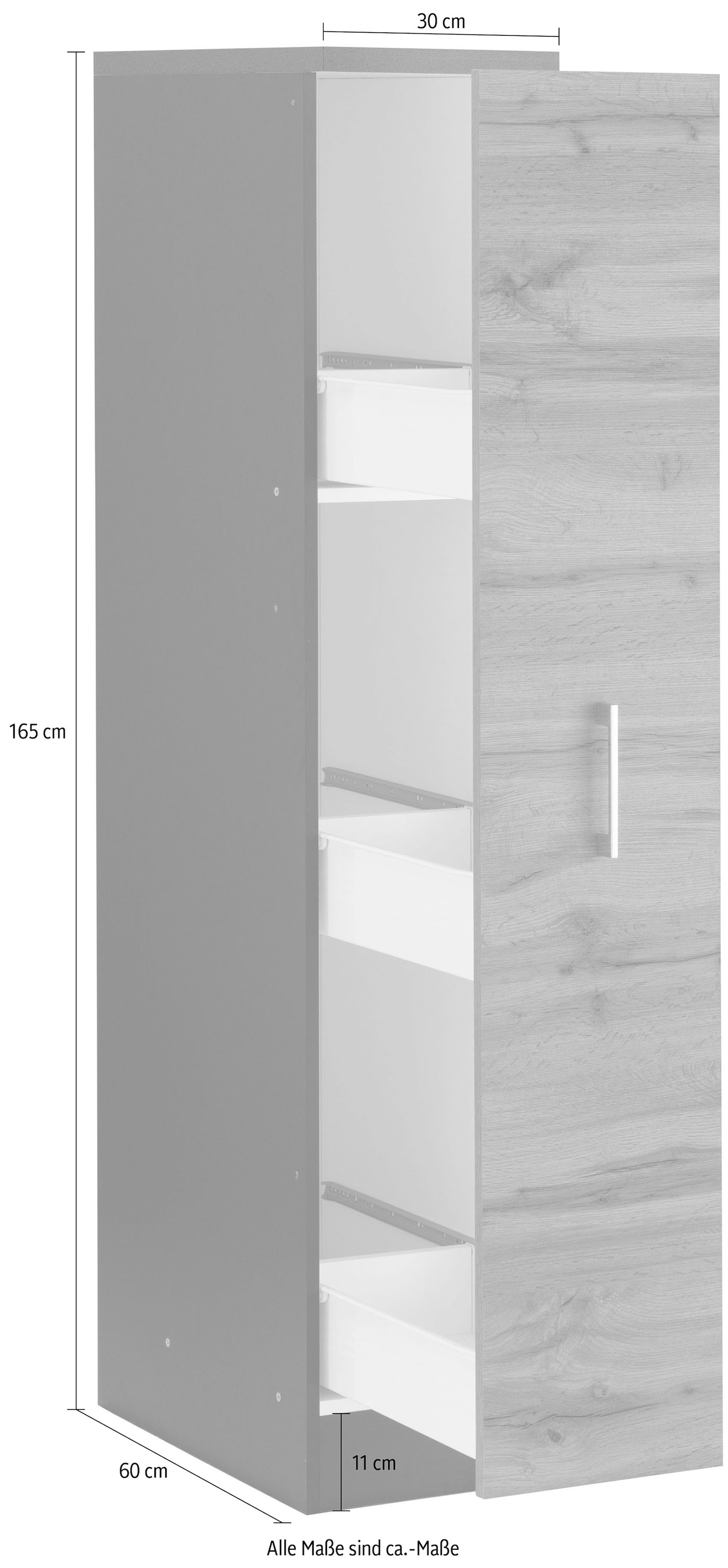 breit, Ablagen, auf 165 cm cm mit Rechnung Metallgriff MÖBEL Apothekerschrank »Colmar«, bestellen mit 30 3 hoch, HELD