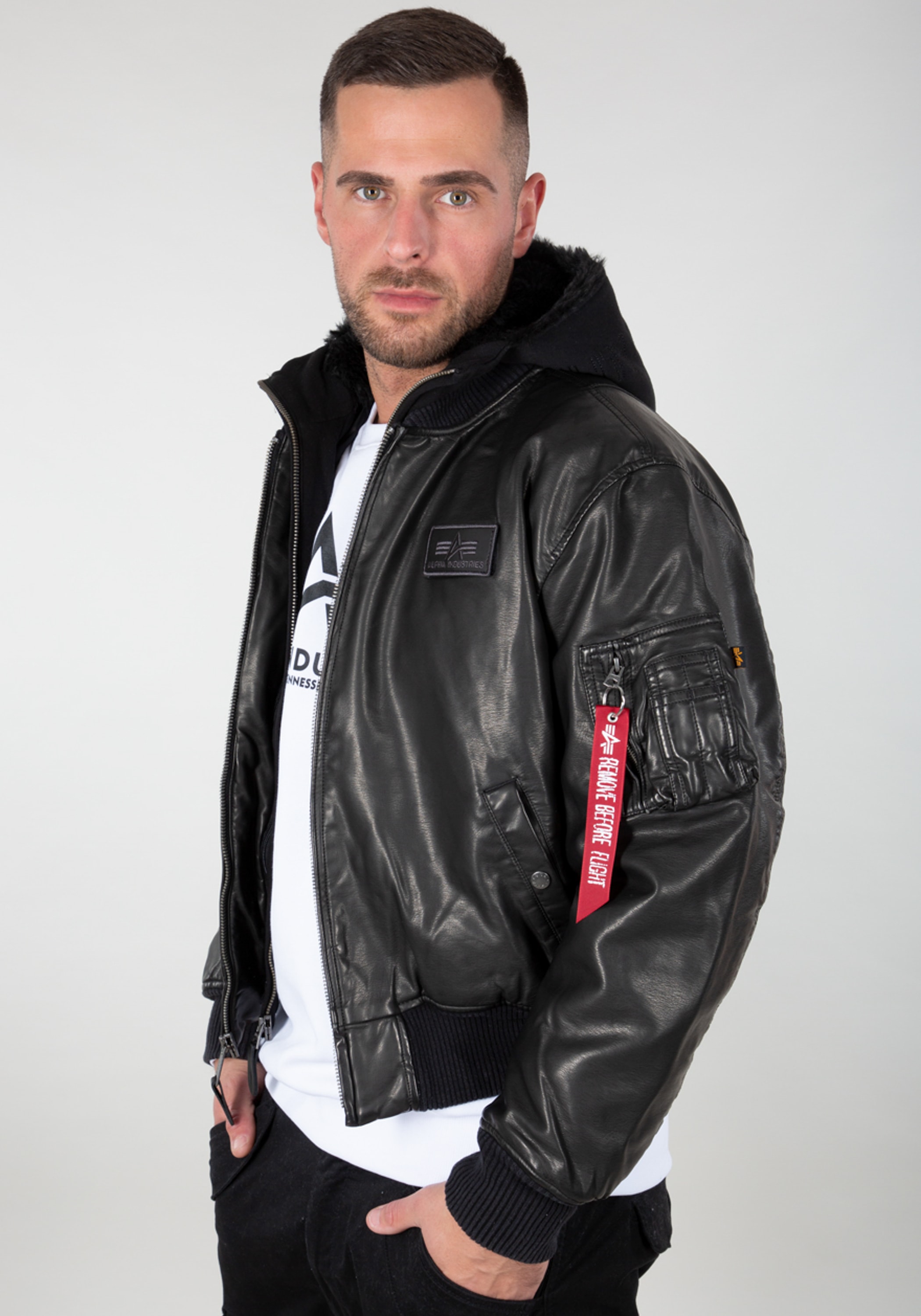 Alpha Industries Lederjacke »Alpha Industries Men - Bomber Jackets MA-1 D-Tec Faux Lether«
