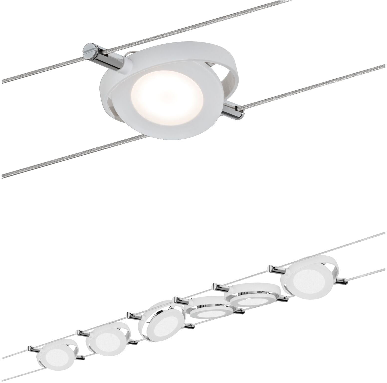 Paulmann LED Deckenleuchte, 6 flammig, Wohnzimmerlampe LED 6x4W RoundMac 230V/12V DC Weiß matt