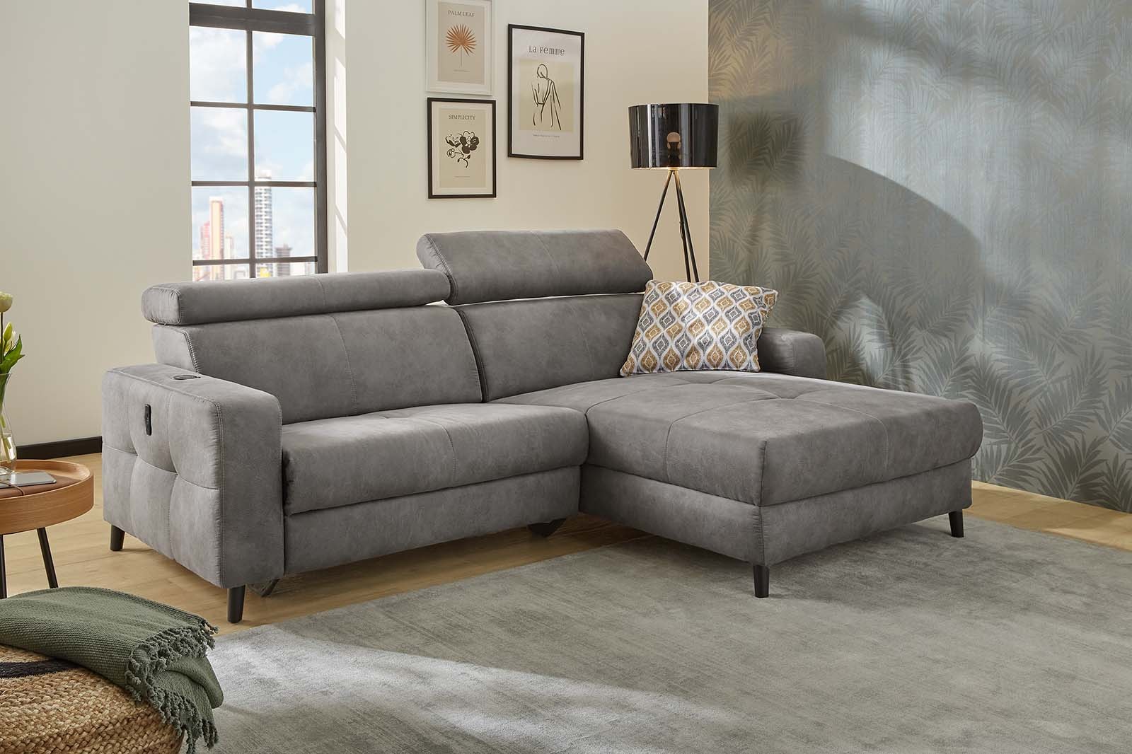Jockenhöfer Gruppe Ecksofa »Doppio L-Form mit elektromotorischer Relaxfunktion und«, induktiver Lademöglichkeit + USB-A Ladeport, verstellbare Kopfstützen