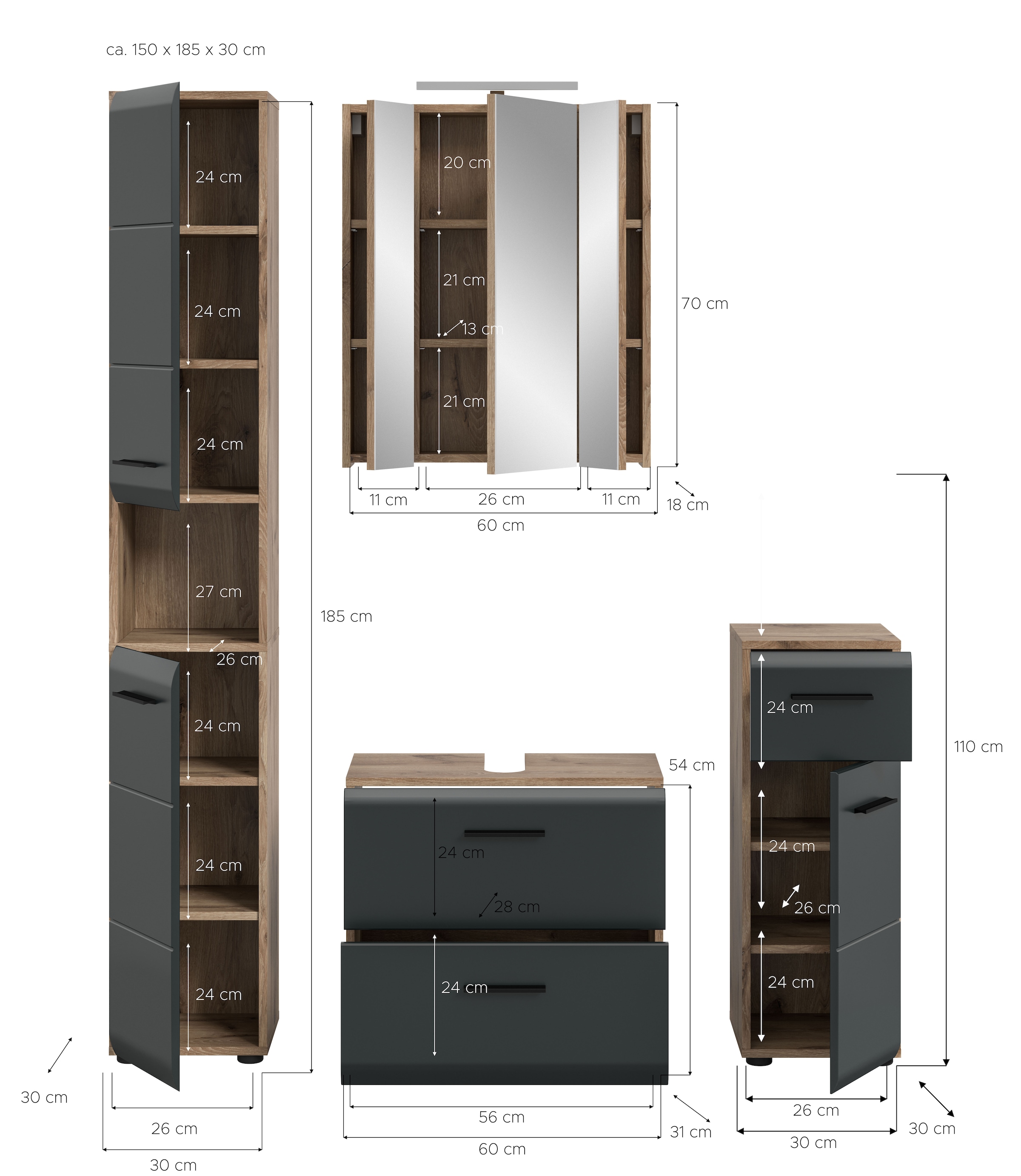 INOSIGN Badezimmer-Set Set, 5 Stk. tlg.