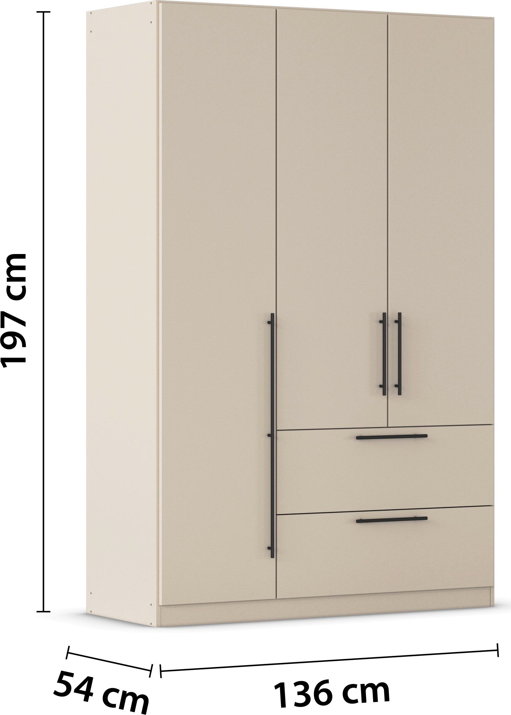 rauch Kleiderschrank »Drehtürenschrank Schrank Garderobe Wäscheschrank Schlafzimmer AVOLA«, (in 3 verschiedenen Ausstattungen BASIC/CLASSIC/PREMIUM), mit hochwertigen Stangengriffen in Schwarz aus Metall MADE IN GERMANY