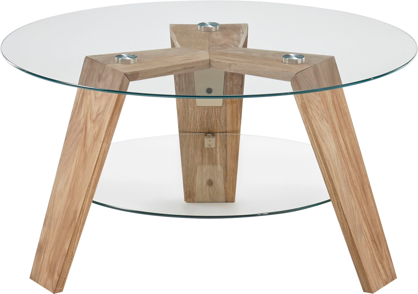 MCA furniture Couchtisch »Lublin«, Glas mit 1 Ablageboden, Gestell Eiche Massiv