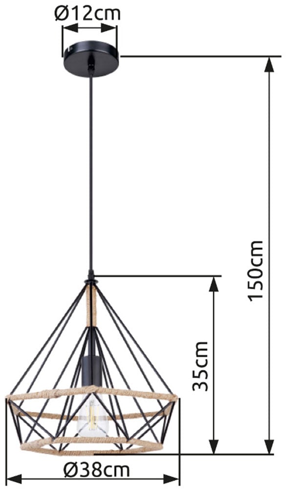 GLOBO LIGHTING Hängeleuchte »ULLEU«, Leuchtmittel E27 | ohne Leuchtmittel, Hängelampe/Pendelleuchte/Esszimmer/Wohnzimmer/Esstisch