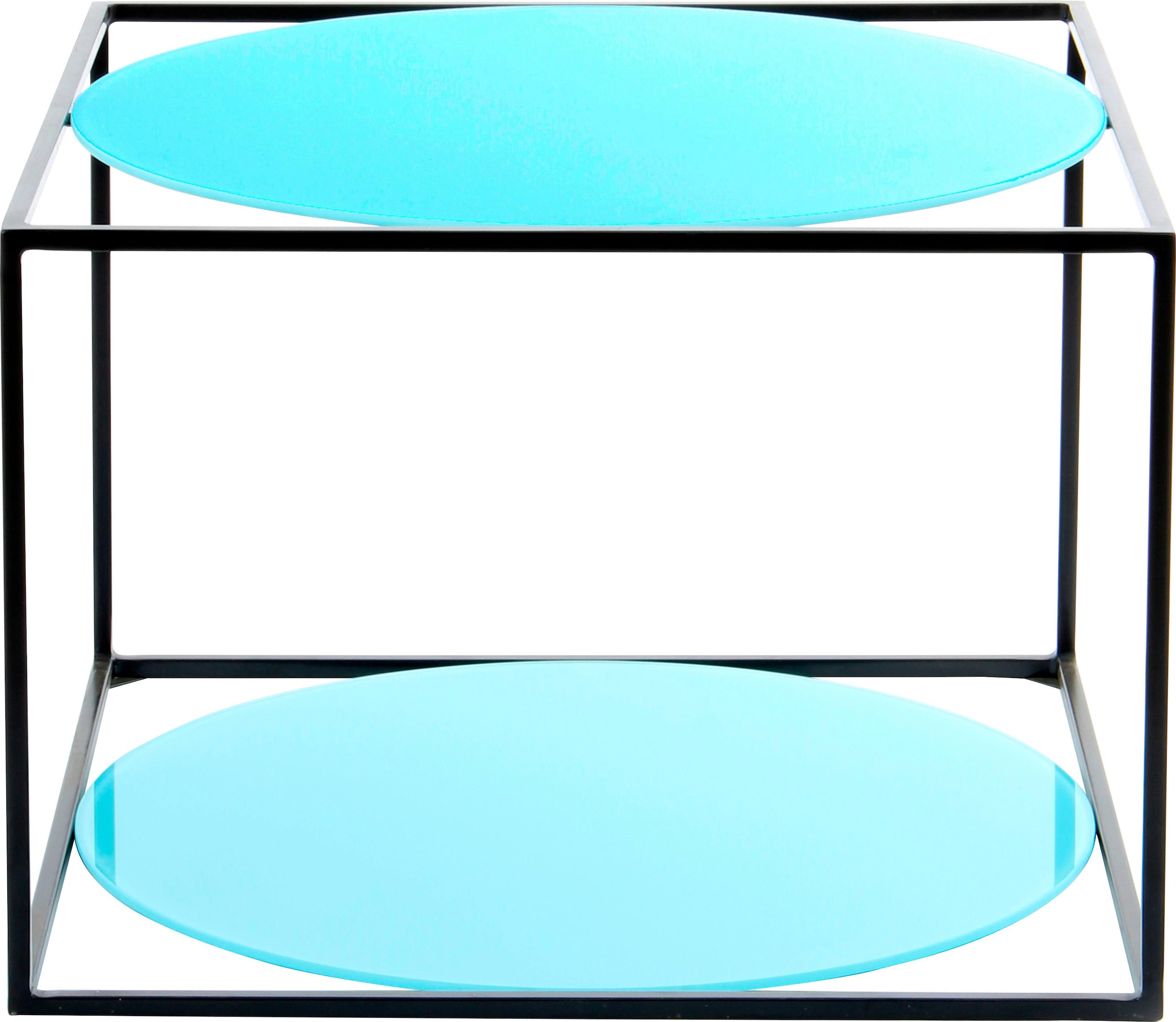 Kayoom Beistelltisch »Cody, Beistelltisch in Würfelform, offenes, modernes Design«, (1 St.), moderne Kubusform mit runden Ablageflächen aus Glas