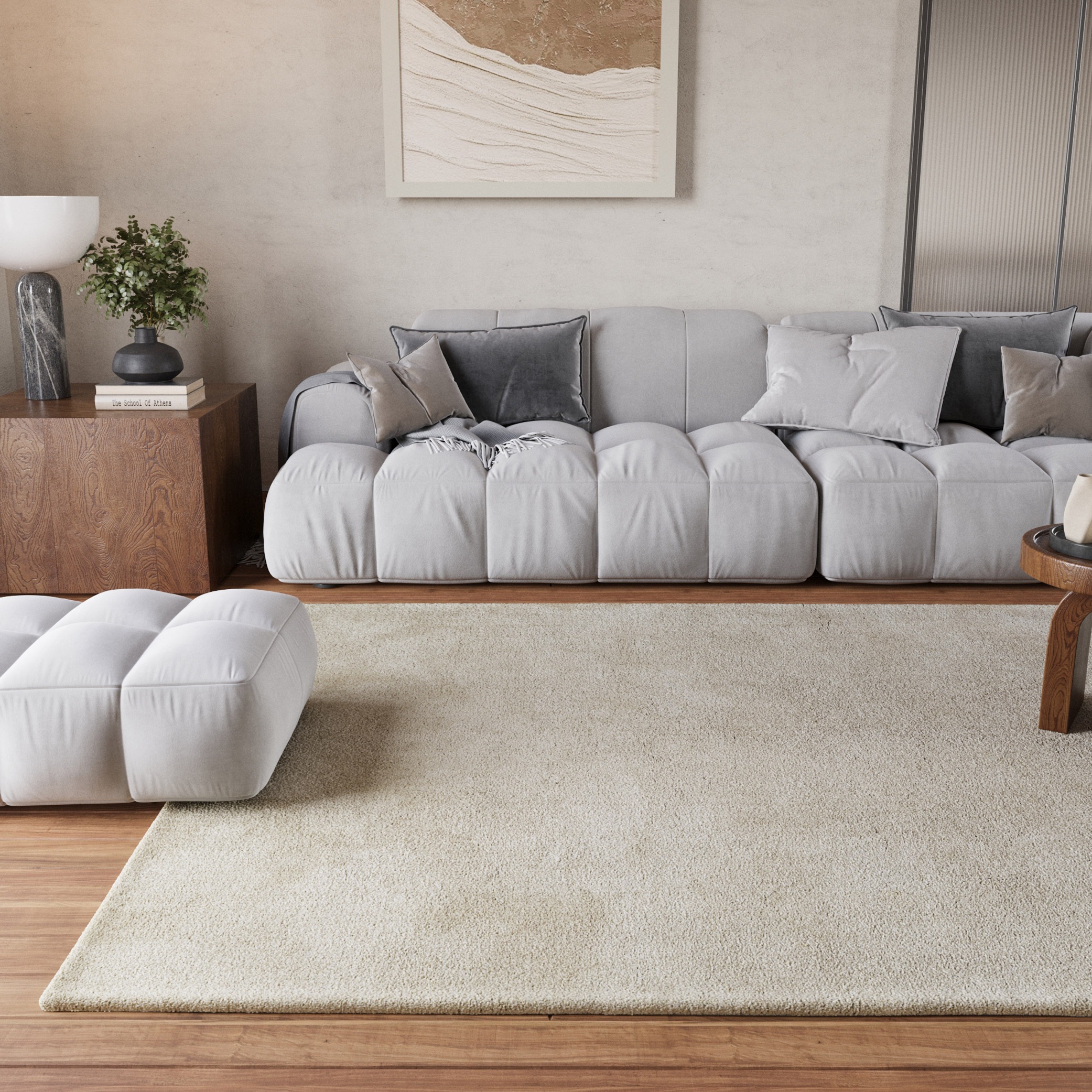 Homie Living Teppich »Pisa«, rund, 25 mm Höhe, Hochflor, Microfaser, uni, weich, Shaggy, Wohnzimmer, Schlafzimmer