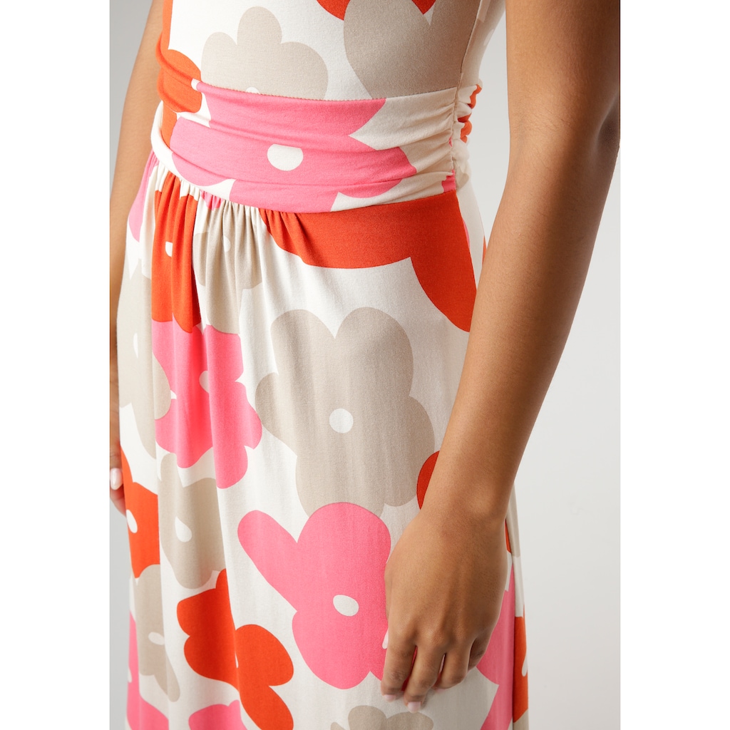 Aniston SELECTED Sommerkleid, mit grafischem Blumendruck - Jedes Teil ein Unikat - NEUE KOLLEKTION