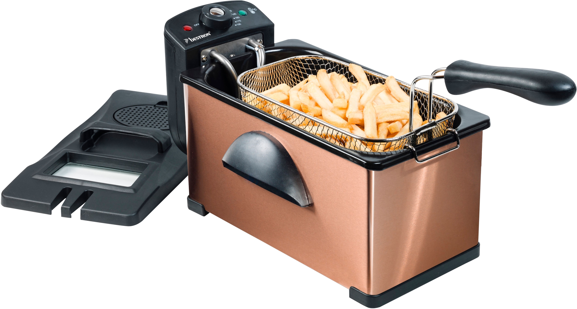 bestron Fritteuse »AF370CO«, 2000 W, Fassungsvermögen 1 kg, mit Cool Zone, 3,5 Liter, Kupfer