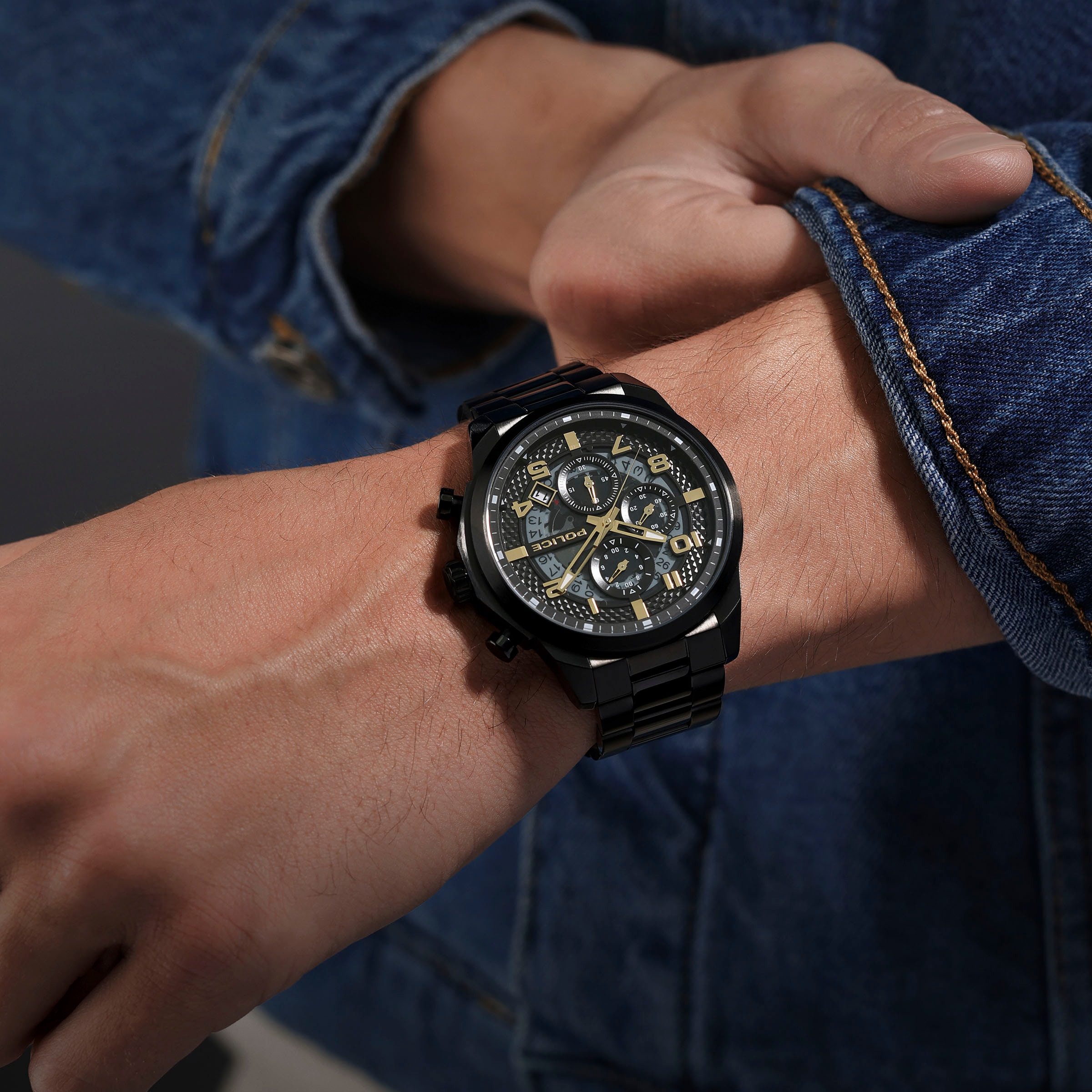 Police Chronograph »SOUL«, Quarzuhr, Armbanduhr, Herrenuhr, Edelstahlarmband, analog