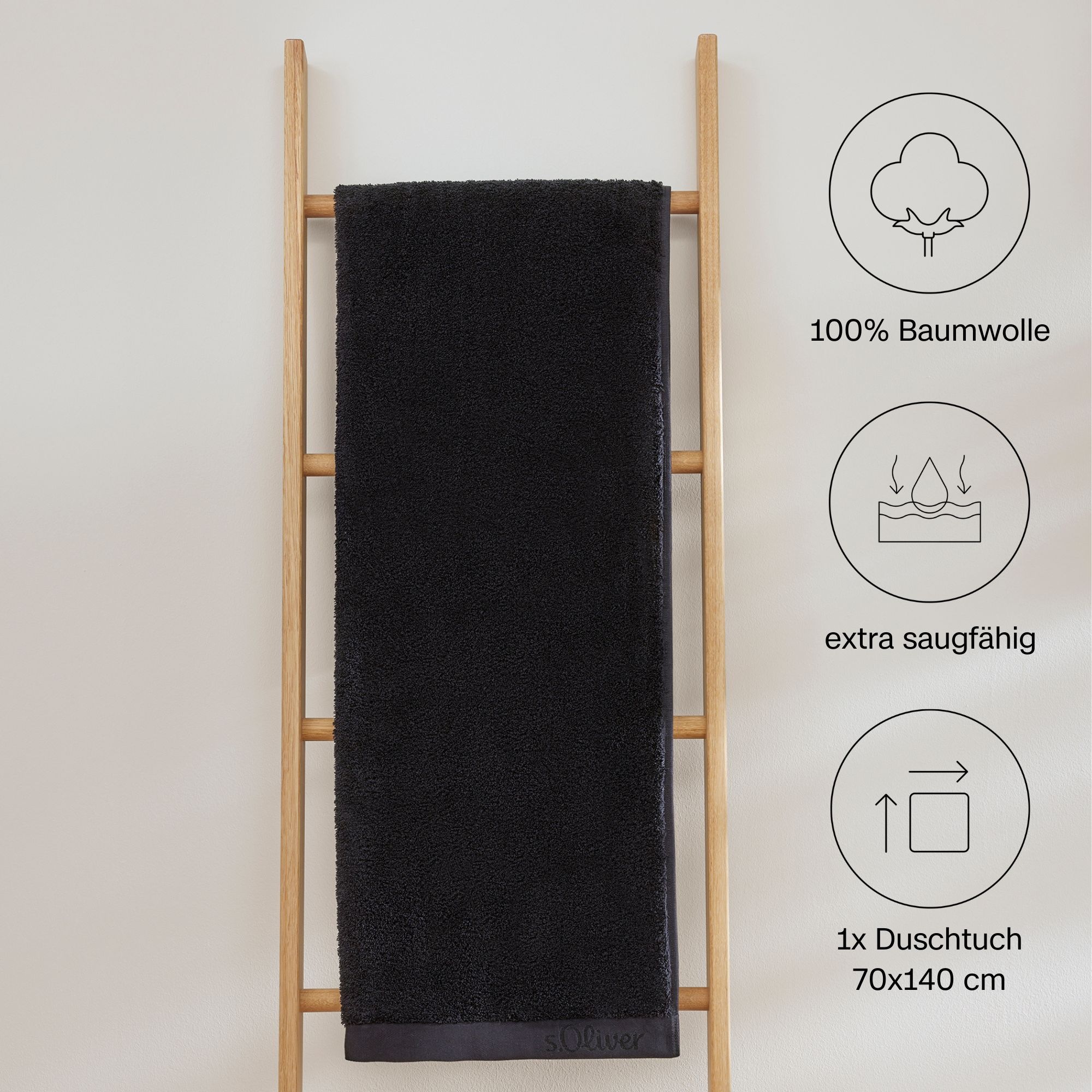 s.Oliver Duschtuch »s.Oliver, Premium Qualität, 600 gr/m², auch als Sets erhältlich«, (1 St., Badetuch 70 x 140 cm), große Farbauswahl, auch als Handtuch, Waschhandschuh, Gästetuch