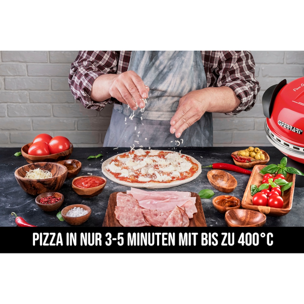 G3Ferrari Pizzaofen »Delizia G1000602 rot«, bis 400 Grad mit feuerfestem Naturstein
