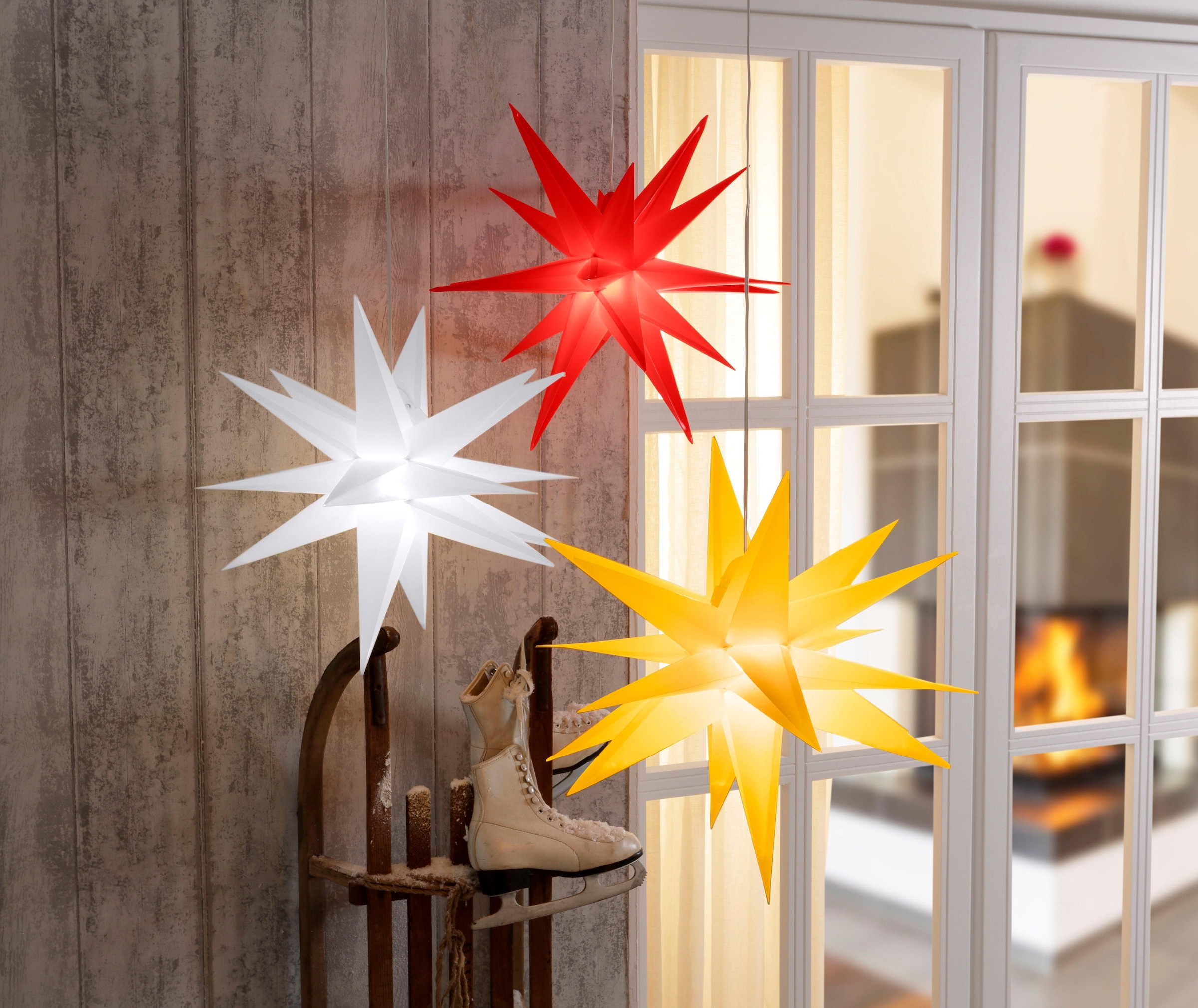 BONETTI LED Stern »Weihnachtsstern, cm, mit Weihnachtsdeko bestellen 3D-Optik«, aussen auf Raten Ø 57 6-Stunden-Timer