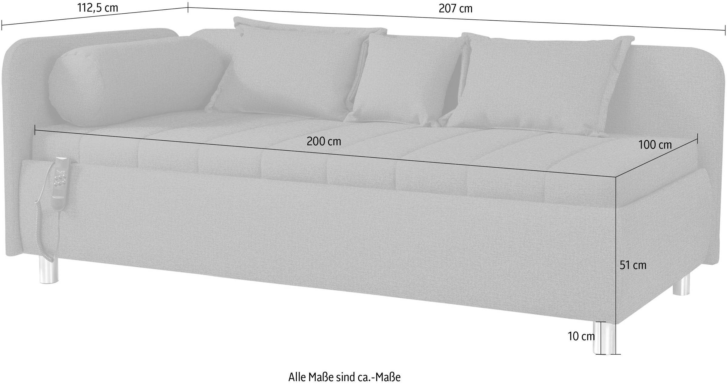 alina Schlafsofa »Kiana«, mit Bettkasten und Zierkissen, Liegefläche 90/200 cm oder 100/200 cm