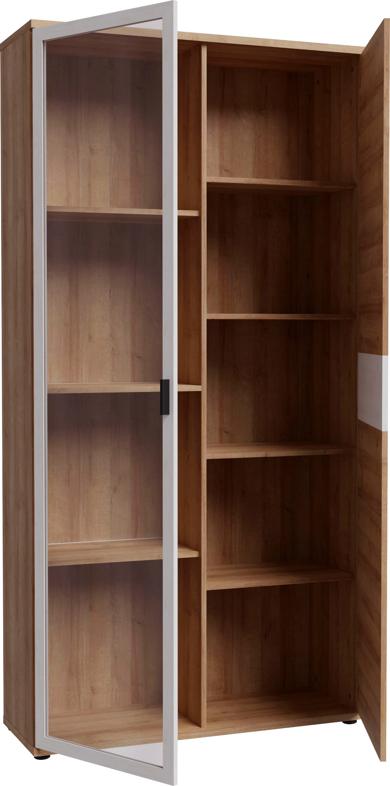 FORTE Vitrine »Chesapeak große Highboard inkl. Beleuchtung, 1 Glastür, Höhe 200 cm«, (B/H/T 99,9/198,3/34,8 cm), Highboardvitrine, Glastür, Beleuchtung inklusive, Höhe ca. 2 mtr.