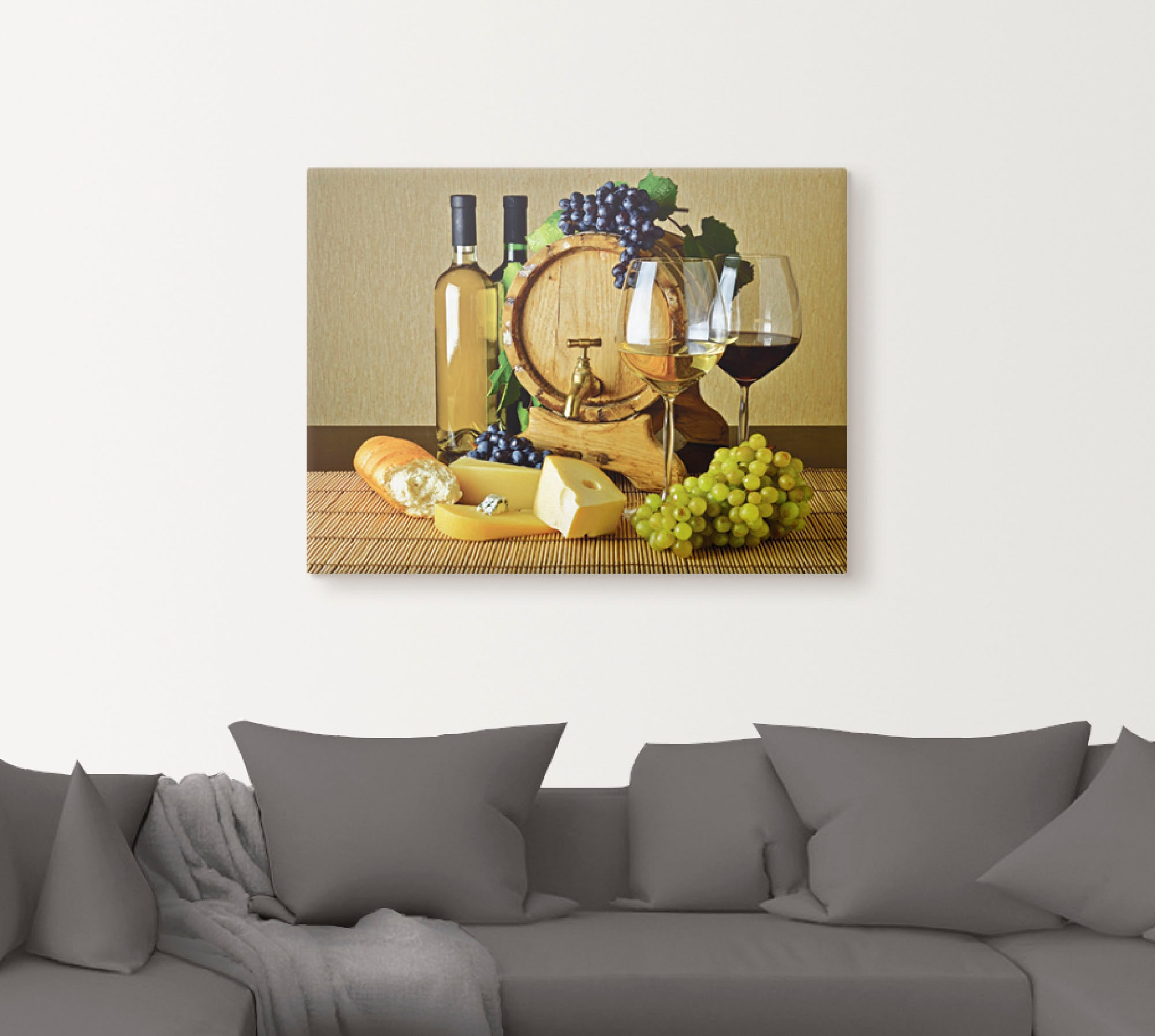 Artland Wandbild »Käse, Wein und Trauben«, Lebensmittel, (1 St.), als Alubi günstig online kaufen