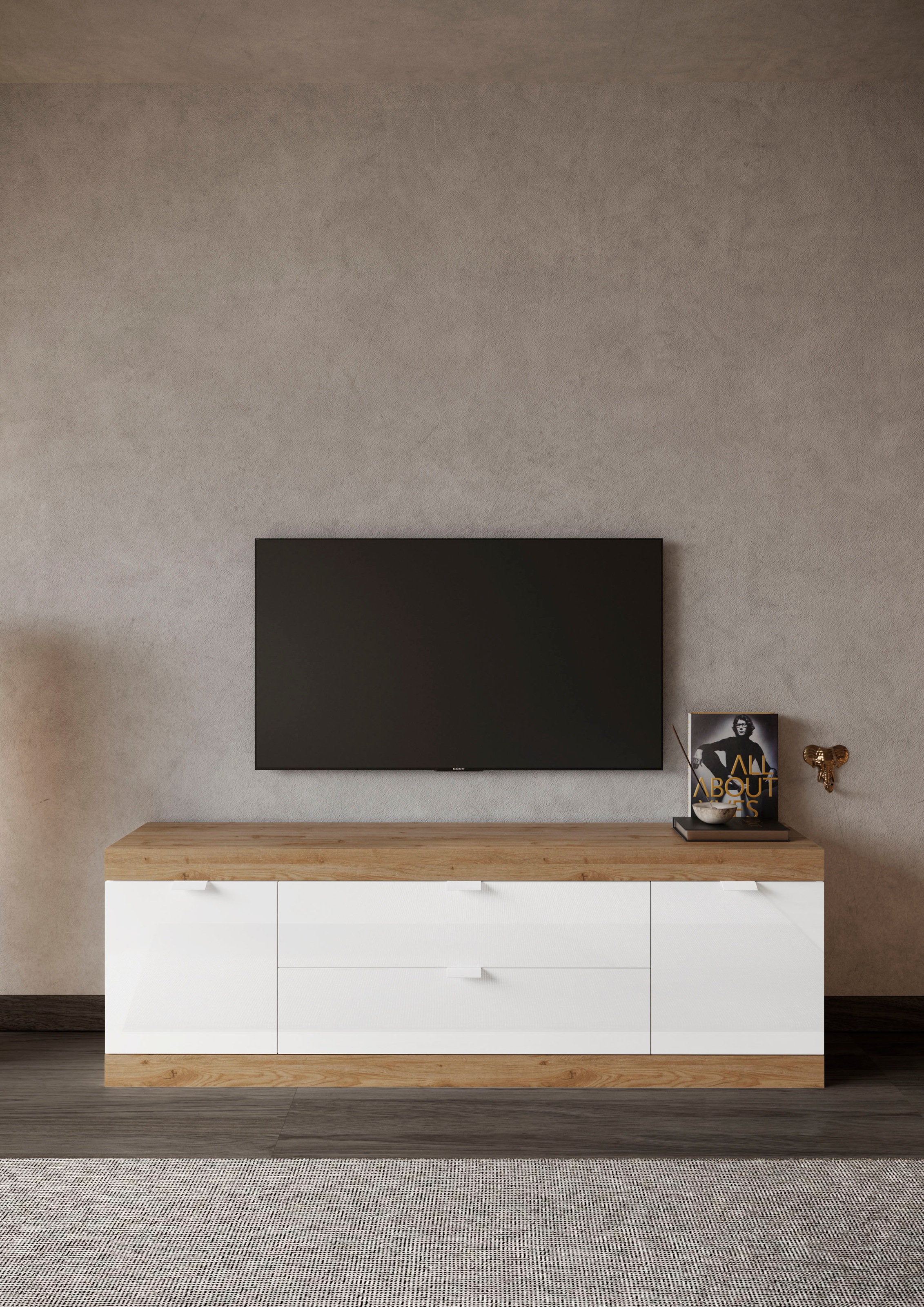 INOSIGN Lowboard »Slim, TV-Bank«, Breite 181 cm, weiß Hochglanz Lack