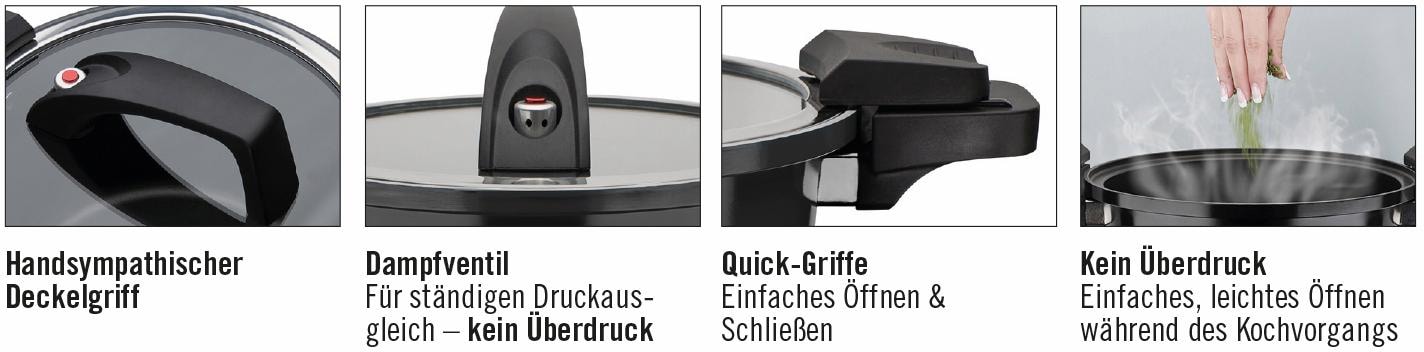 GSW Dampfgartopf »Gourmet Nero«, Aluminium, Raten bestellen Dampfkochtopf, tlg.), (1 auf Induktion