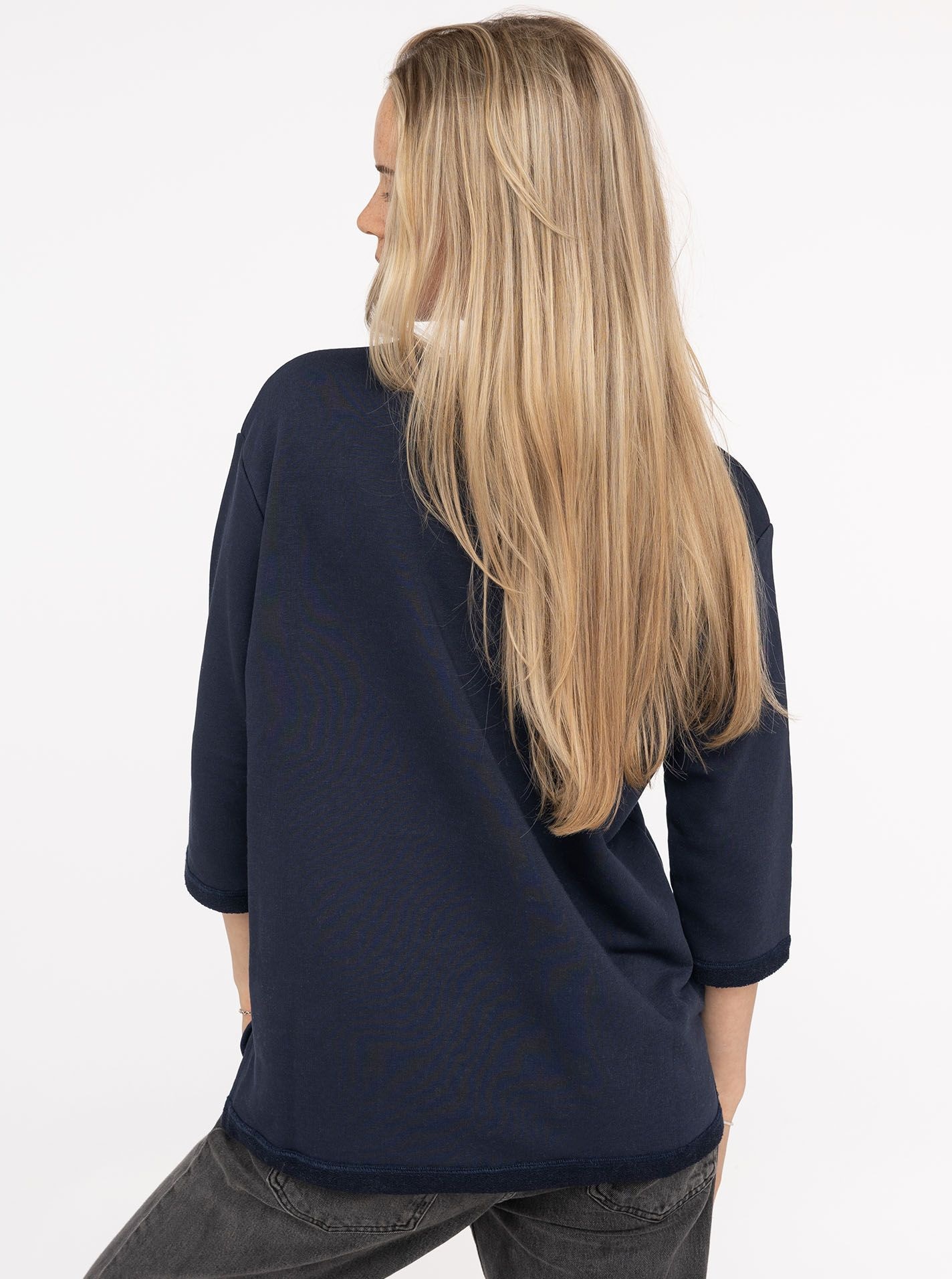 Zwillingsherz 3/4-Arm-Shirt »"Meer Gedanken"« 3/4 Arm, mit Martimer Botschaft, ausgefransten Kanten