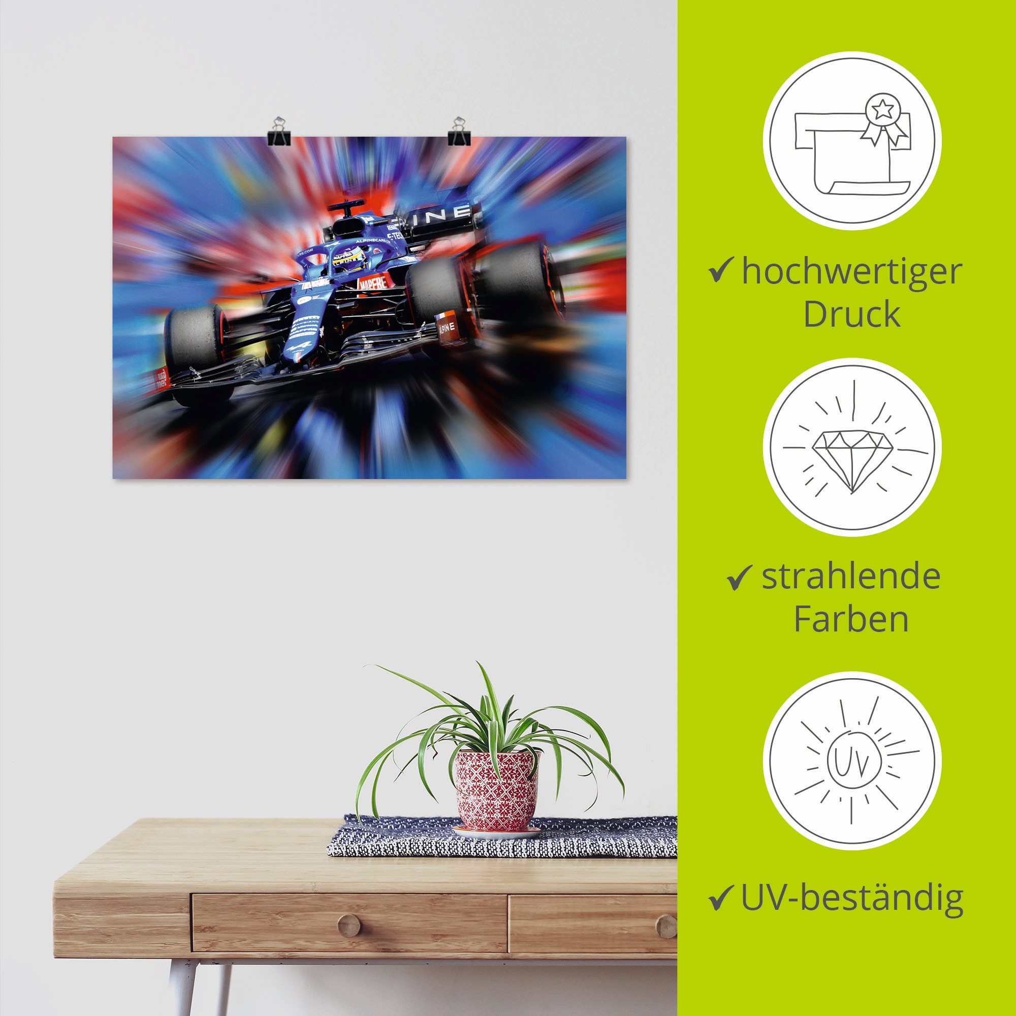 Artland Wandbild »Fernando Alonso - Spanien«, Auto, (1 St.), als Leinwandbild, Poster in verschied. Größen