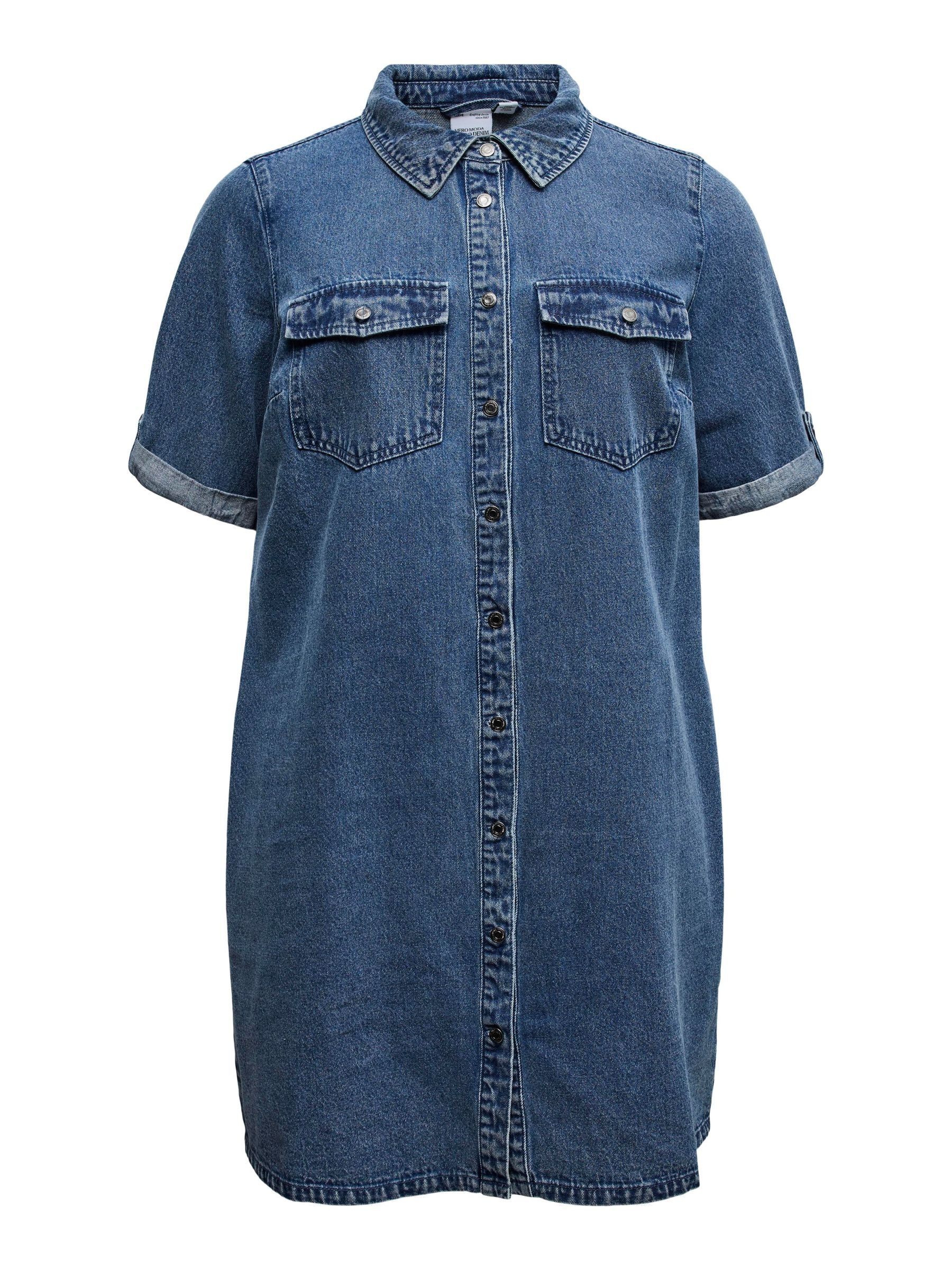 Vero Moda Curve Jeanskleid »VMCJENNIE SS SHORT DENIM DRESS GA CUR« Brusttaschen