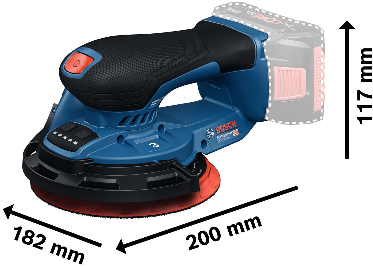 Bosch Professional Akku-Exzenterschleifer »»GEX 18V-150-3 solo««, in L-BOXX 162, ohne Akku, ohne Ladegerät
