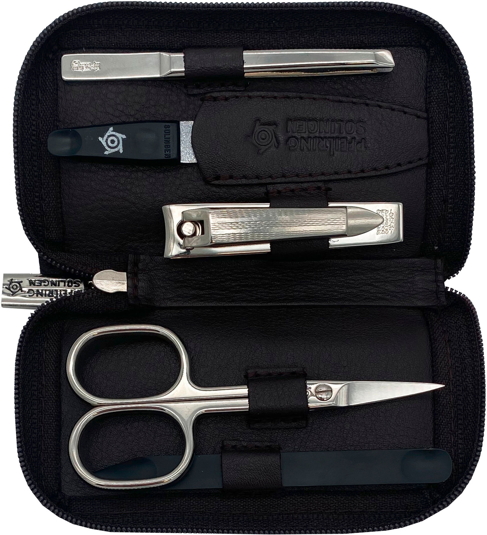 PFEILRING Maniküre-Etui, (5 tlg.), Nappaleder