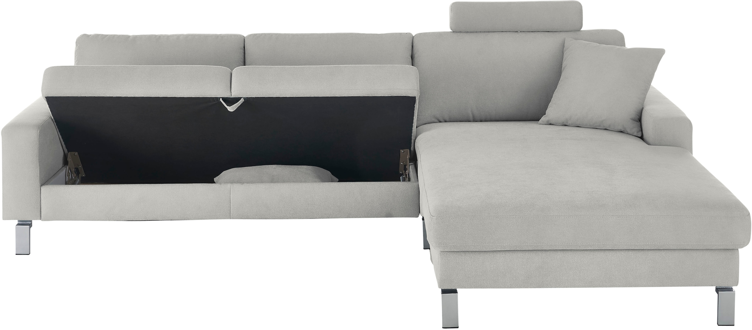 3C Candy Ecksofa »Lecce, wahlweise PUR-Schaumstoff oder Tonnentaschenfederkern« Bett im 2,5-Sitzer, teilmotorische Schlaffunktion im Longchair, L-Form