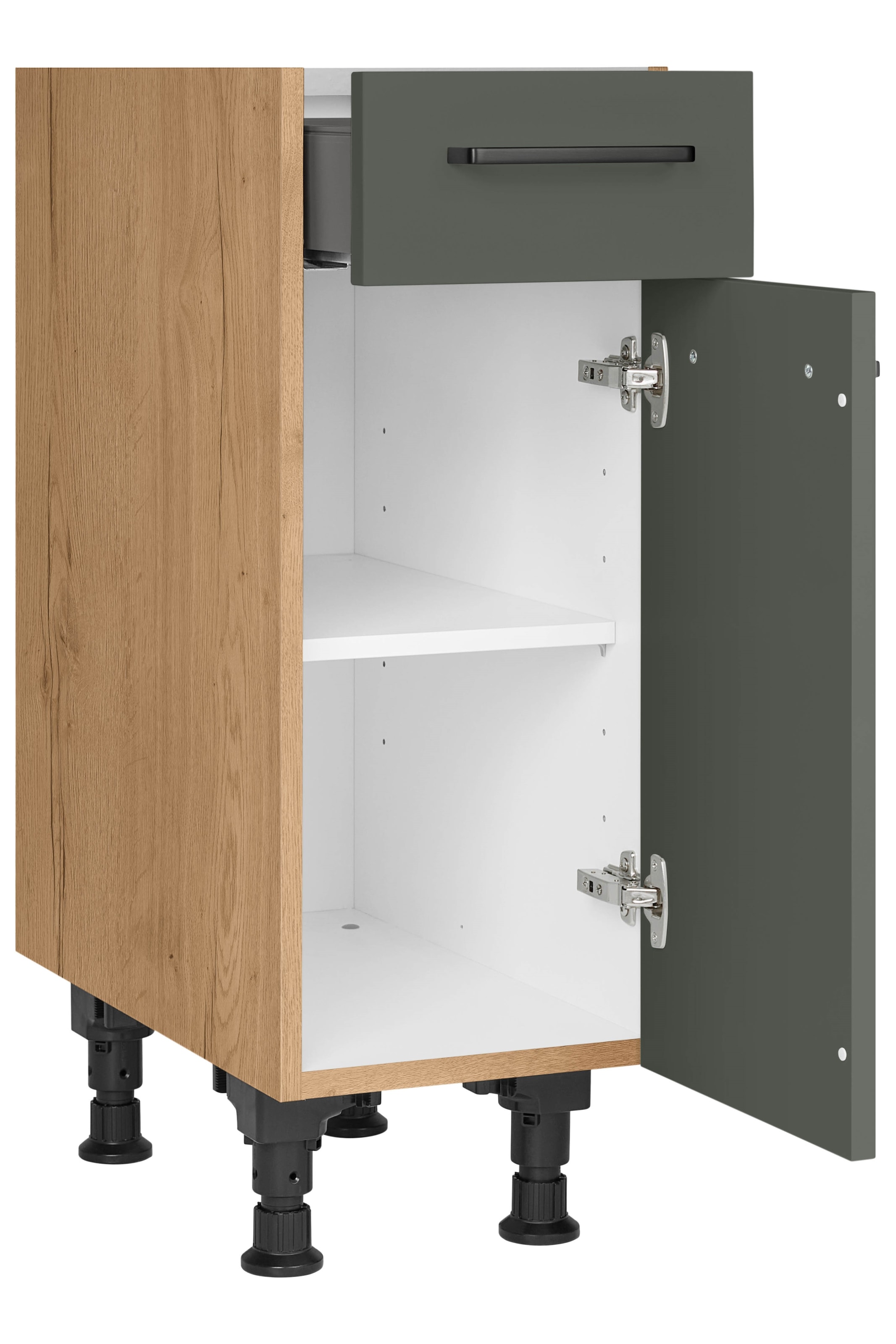 nobilia® Unterschrank »"Easytouch", Ausrichtung wählb., vormontiert, in den Breiten 30, 45 &« 60 cm Breite, mit höhenverstellbaren Sockelfüßen, vormontiert