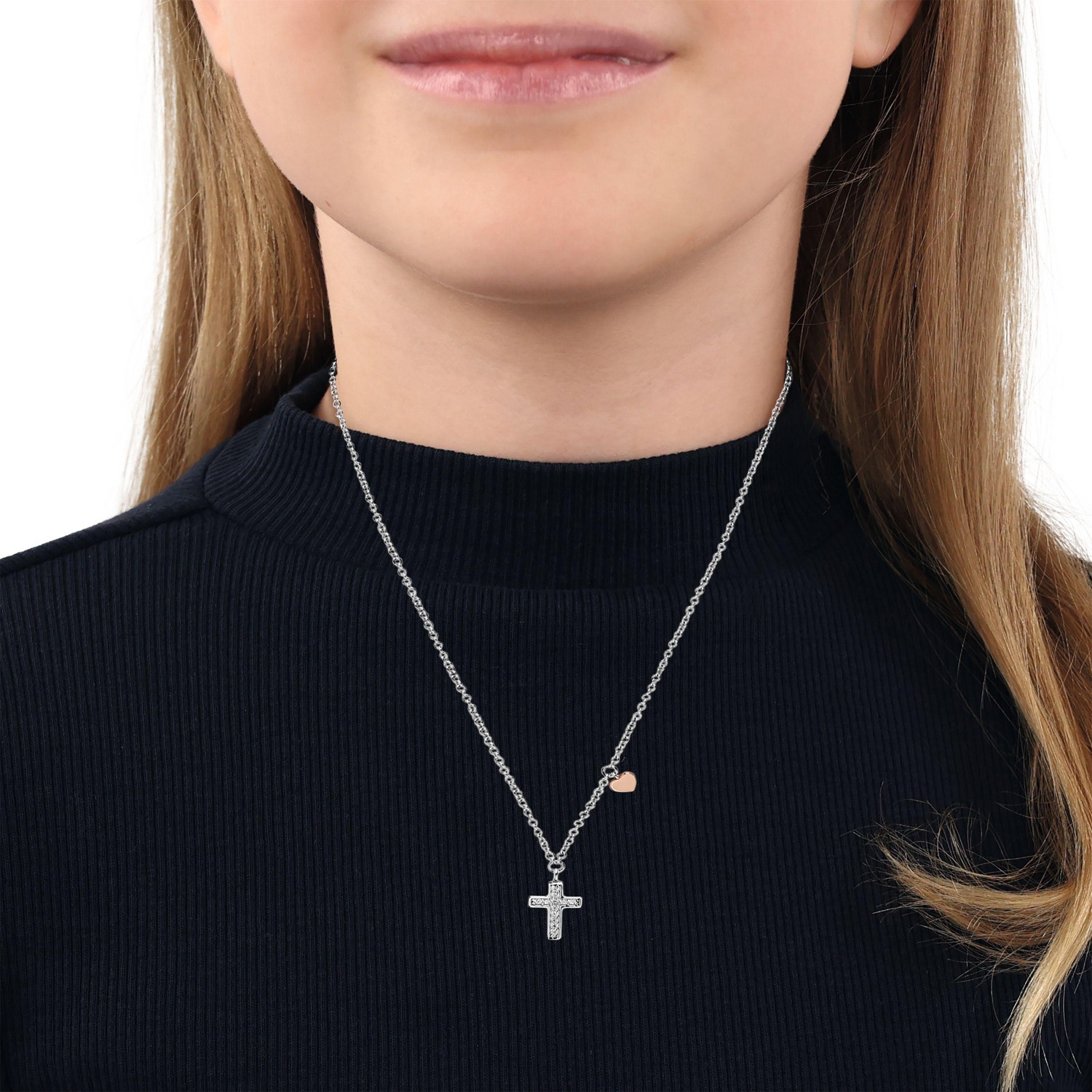 TOM TAILOR Kette mit Anhänger »Herz-Motiv, Kreuz-Motiv« mit Zirkonia (synth.)