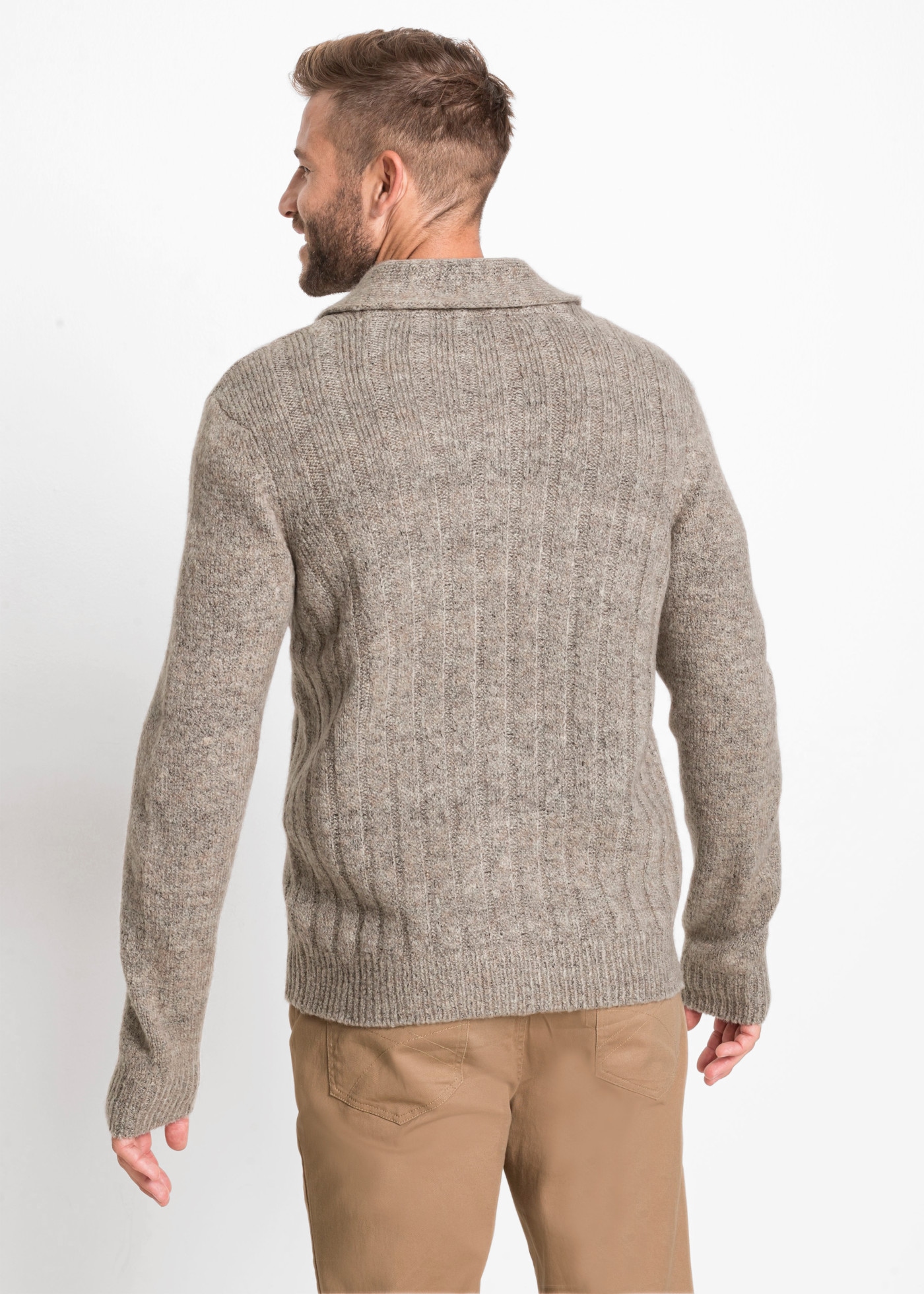 bonprix Strickjacke in weicher Qualität, Regular Fit, mit Schalkragen