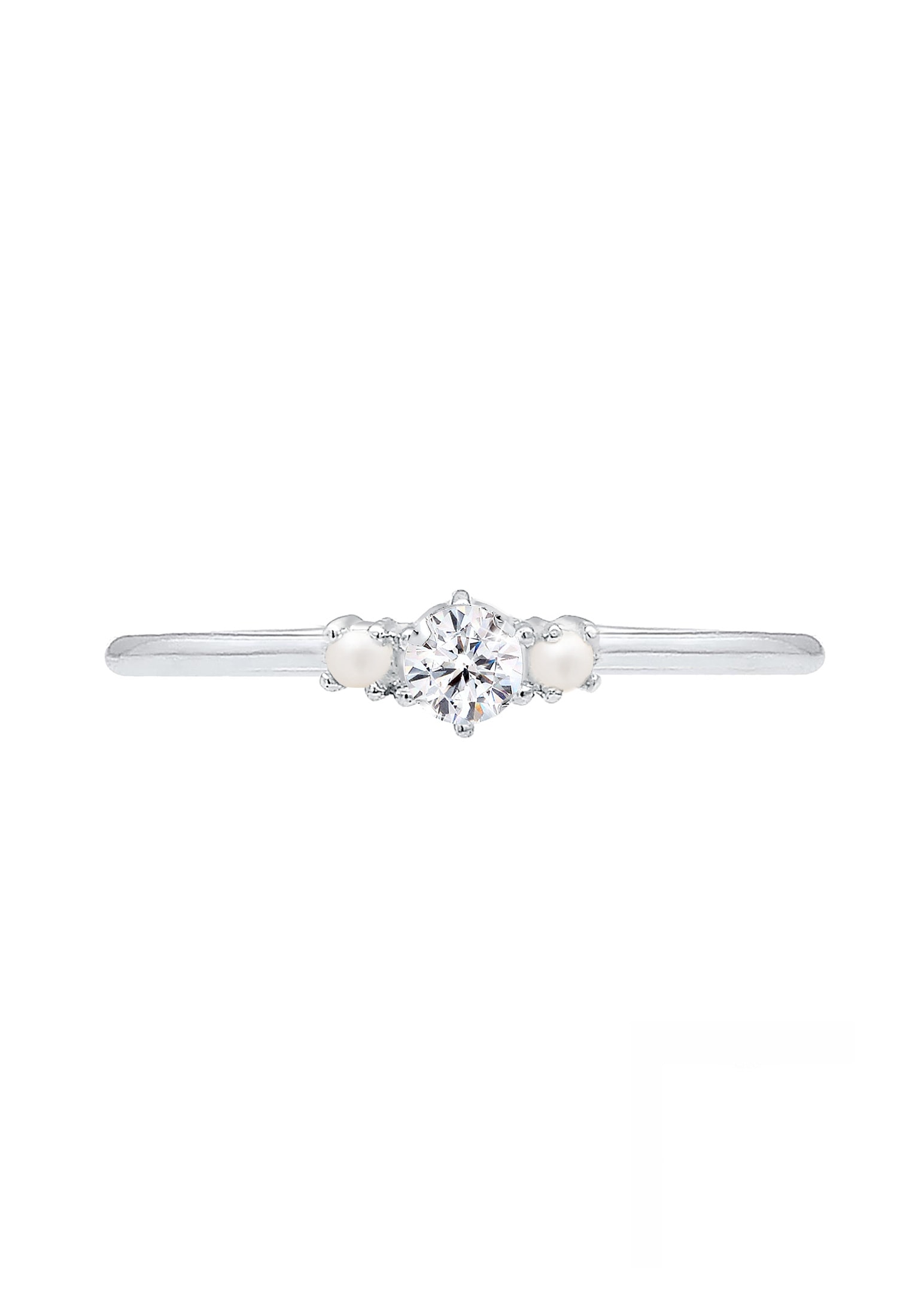 Elli Verlobungsring »Glas Kristalle Synthetische Perle Weiß 925 Sterling Silber«