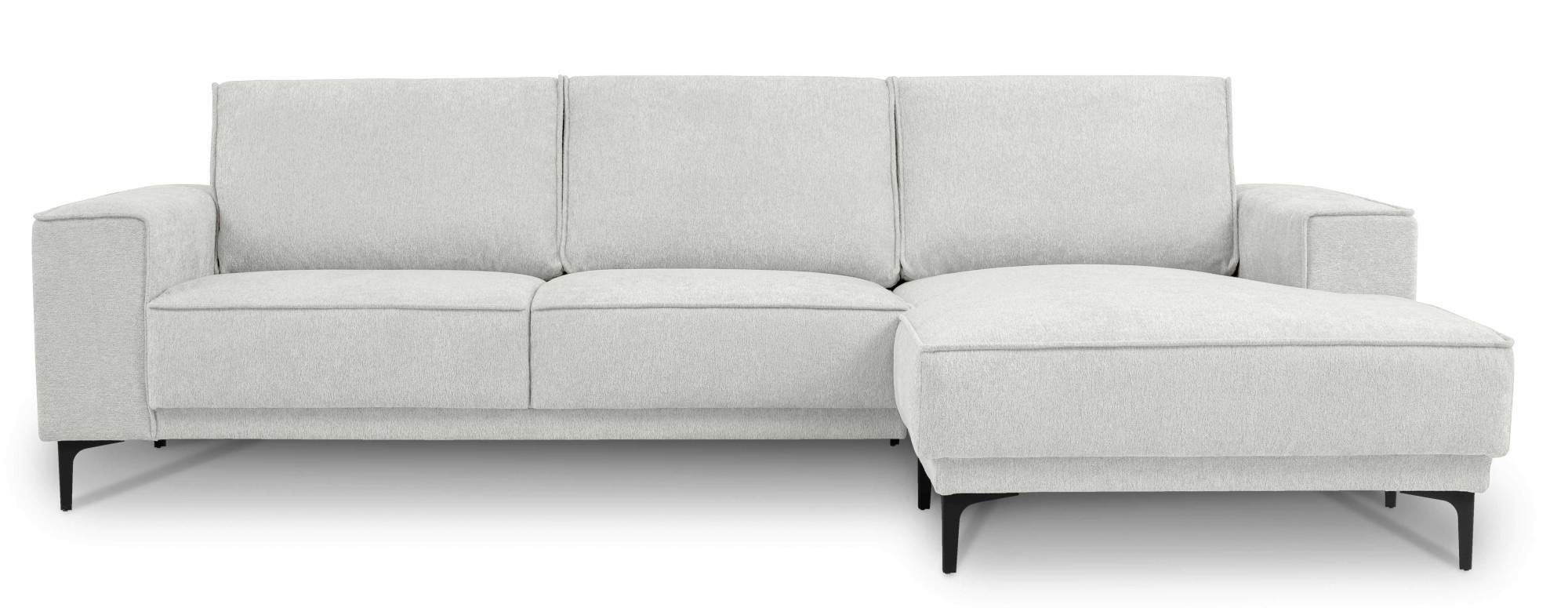 Places of Style Ecksofa »Polsterecke Oland, Struktur, Flachgewebe, Luxus-Microfaser, Boucle«, L-Form, 280 cm, Wellenunterfederung, Skandi-Design, Metallfüße