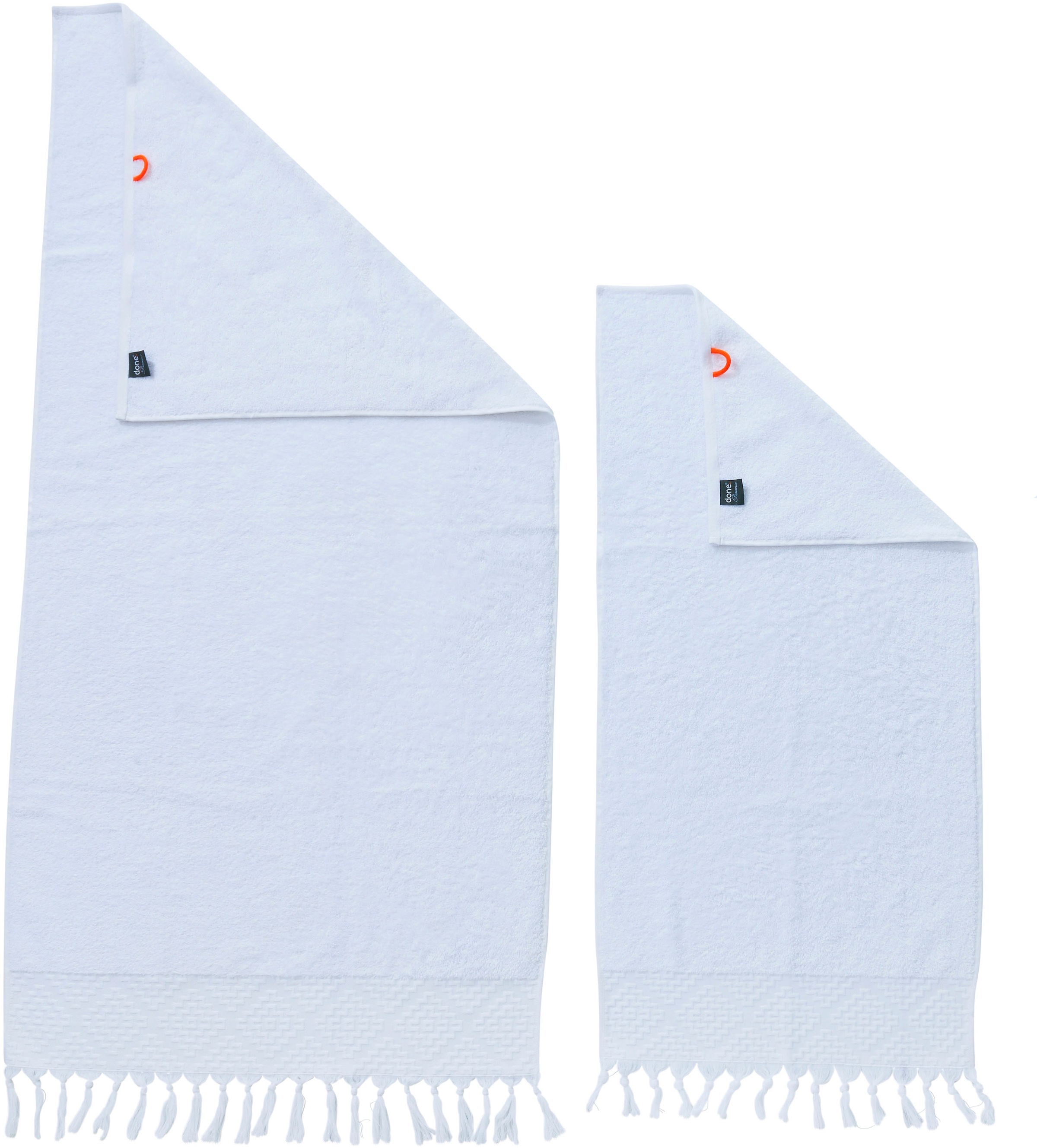 done.® Handtuch Set »Provence Bohéme«, (Set, 4 St., 2 Handtücher (50x100 cm)-2 Duschtücher (70x140 cm), Uni-Farben, Boho-Style, mit auffälliger Borte & Fransen