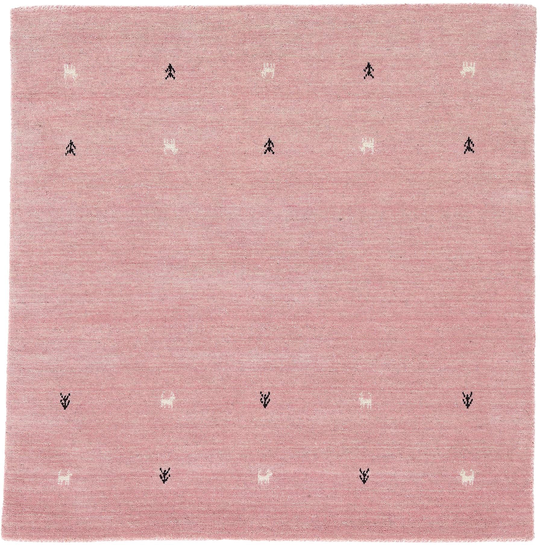 carpetfine Wollteppich »Gabbeh-Uni«, quadratisch, 15 mm Höhe, reine Wolle, handgewebt, Gabbeh Loom Tiermotiv, Sonderform Quadrat