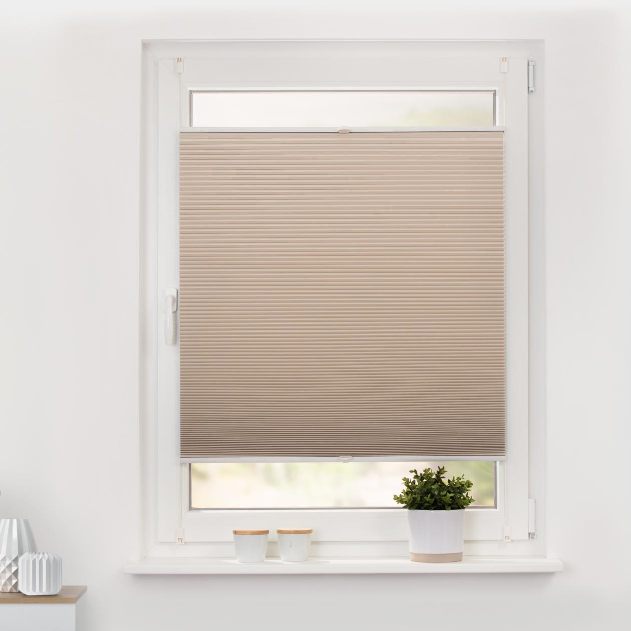 Lichtblick Original Wabenplissee "Thermo-Plissee Klemmfix ohne Bohren, Verdunkelung, verspannt" Gr. 11, beige (creme, weiß, weiß), 130cm, zweiseitig verschiebbar, 95cm