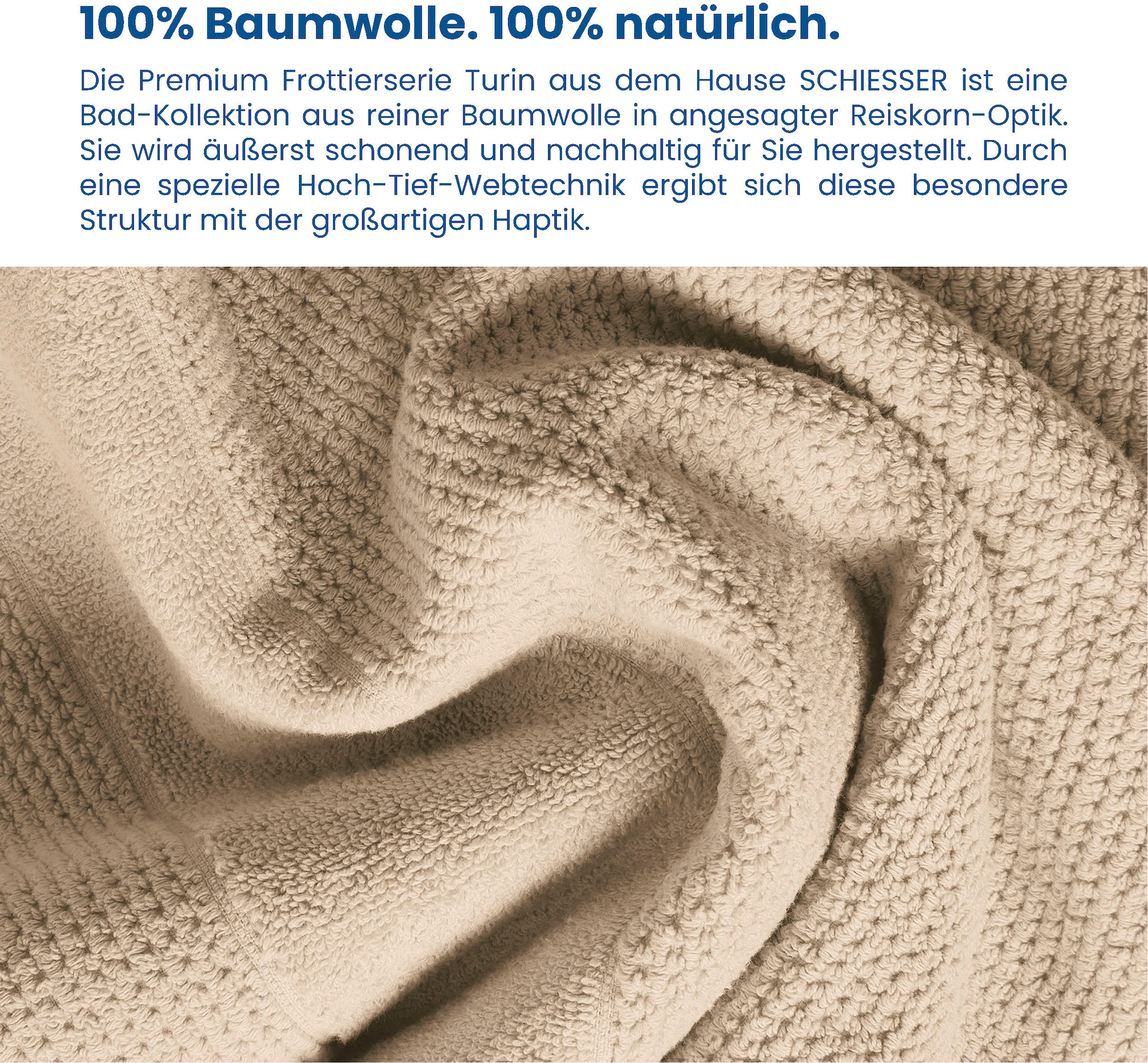 Schiesser Handtücher »Turin im bestellen IN 100% Baumwolle«, bequem St.), Set GREEN Reiskorn-Optik, schnell OEKO-TEX®-zertifiziert 4er by (4 MADE und aus