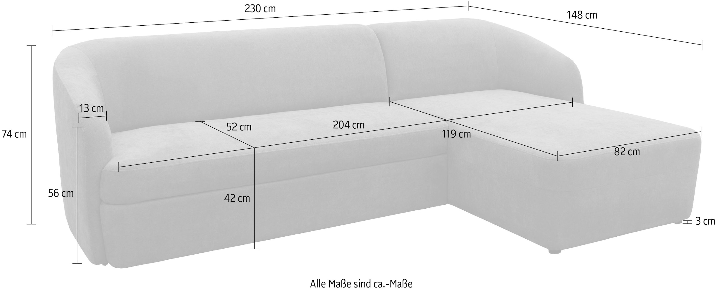 DOMO collection Ecksofa »Orbis, modernes, klares Design mit schmalen, abgerundeten Armlehnen« whlw. mit Bettfunktion u./o. Bettkasten, aus Luxus- Microfaser
