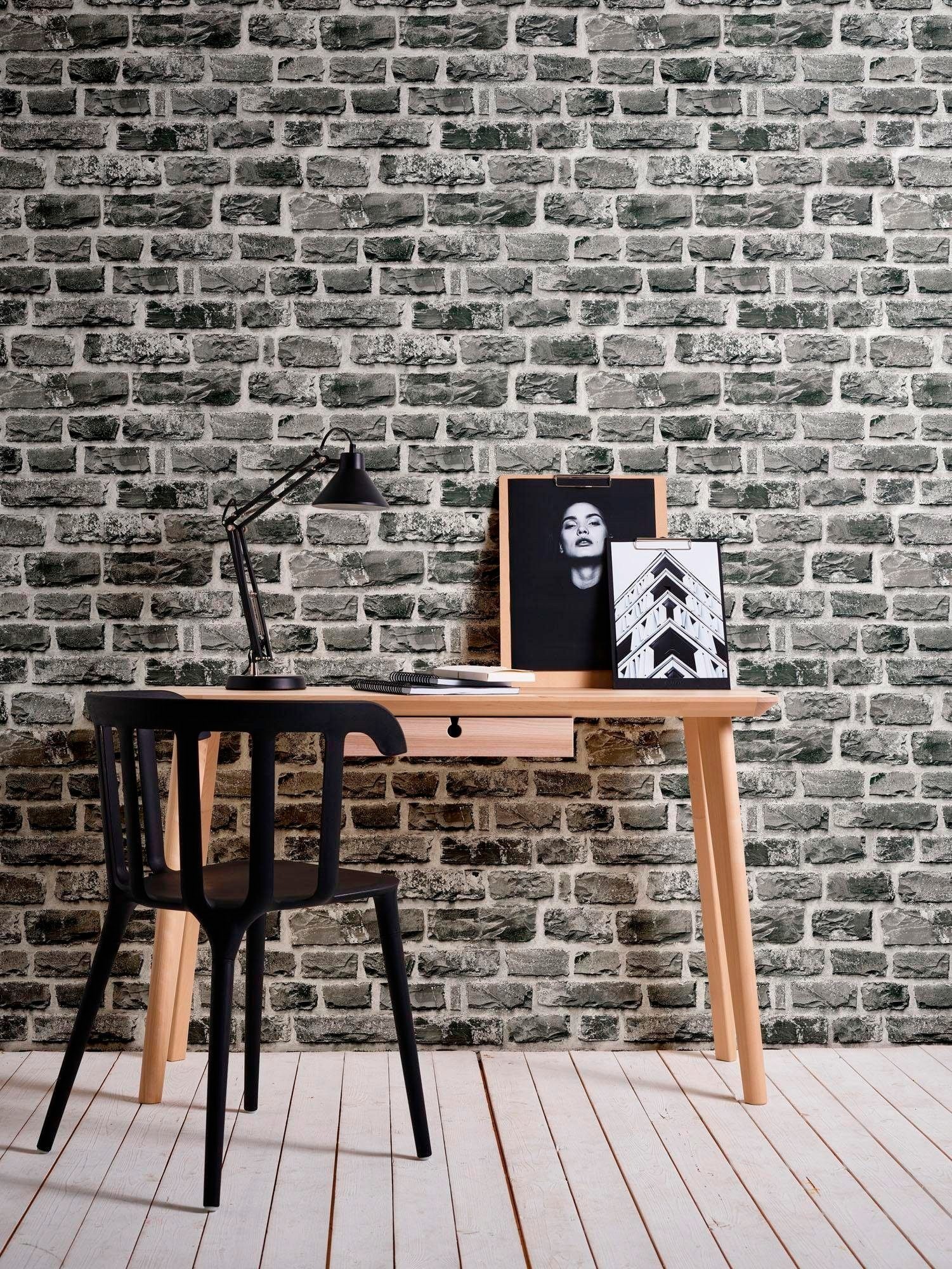living walls Vliestapete »Neue Bude 2.0«, Steinoptik-gemustert-Motiv, Landhaus Tapete Stein Tapeten Wohnzimmer Schlafzimmer Küche Flur Optik