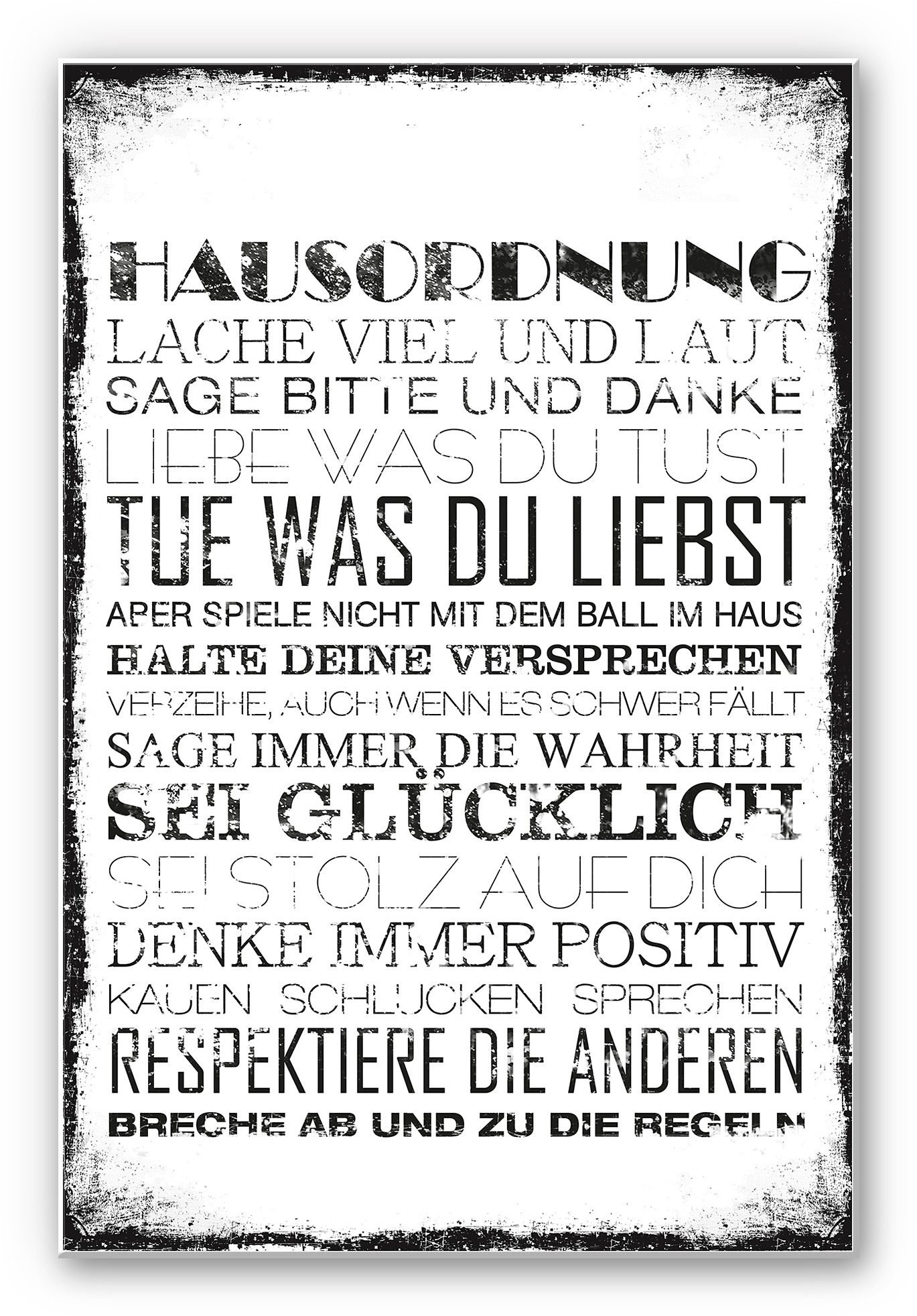 Wall-Art Wandbild »Hausordnung«, Natur, Hartschaum Wandschild Spruch günstig online kaufen